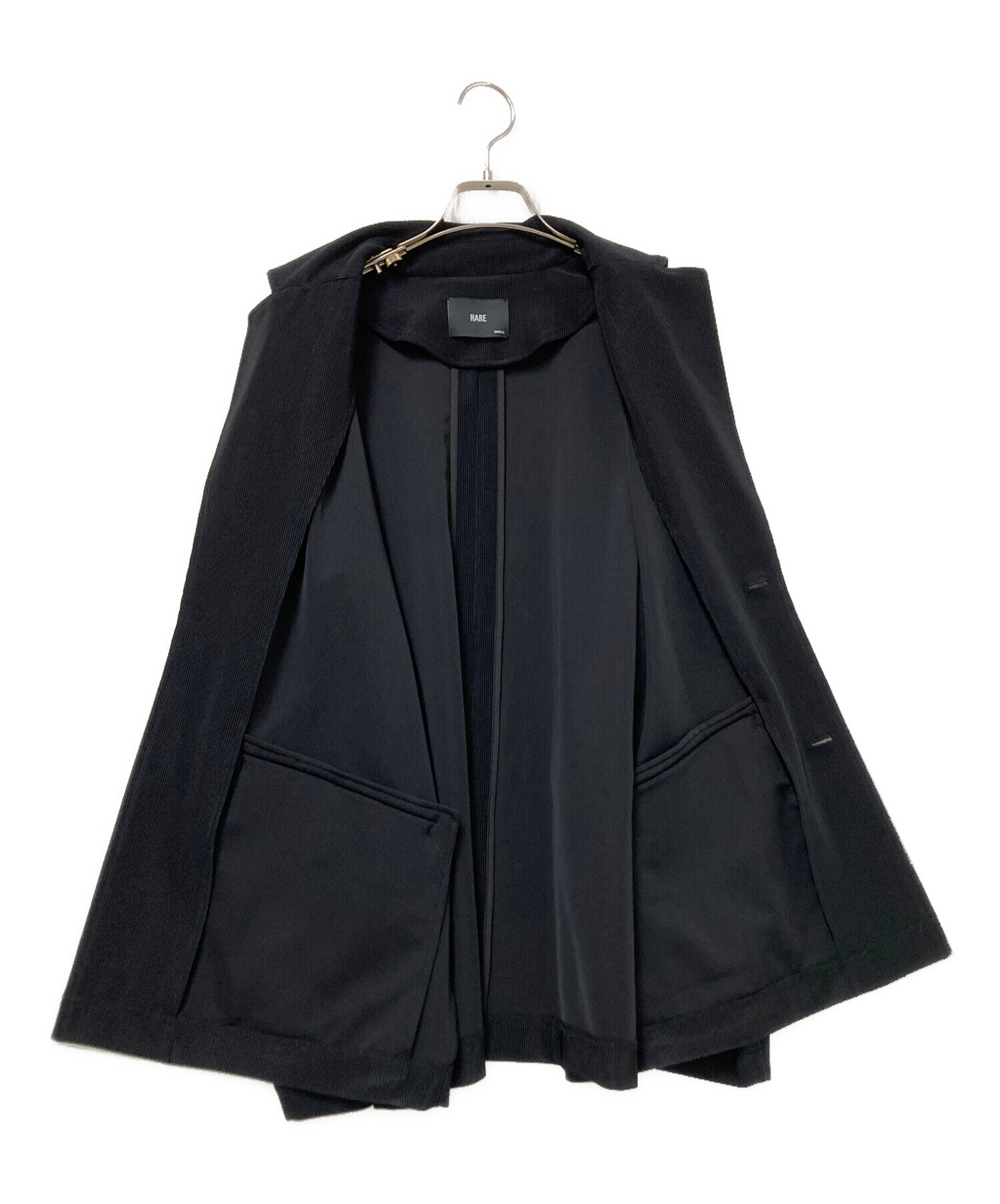 【HARE、Men’s】ショートプリーツジャケット 中古・古着通販】HARE (ハレ) プリーツイージージャケット ブラック