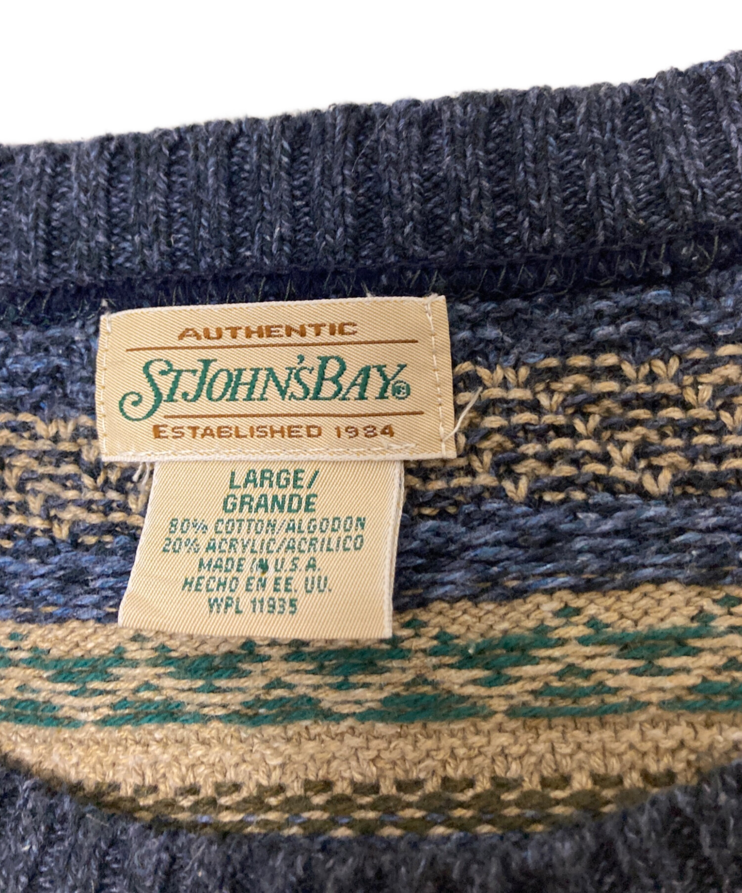 90s USA製 st.john's bay ニット コットン 総柄 古着 中古・古着通販】ST JOHN'S BAY (セントジョンズベイ) 90sコットン