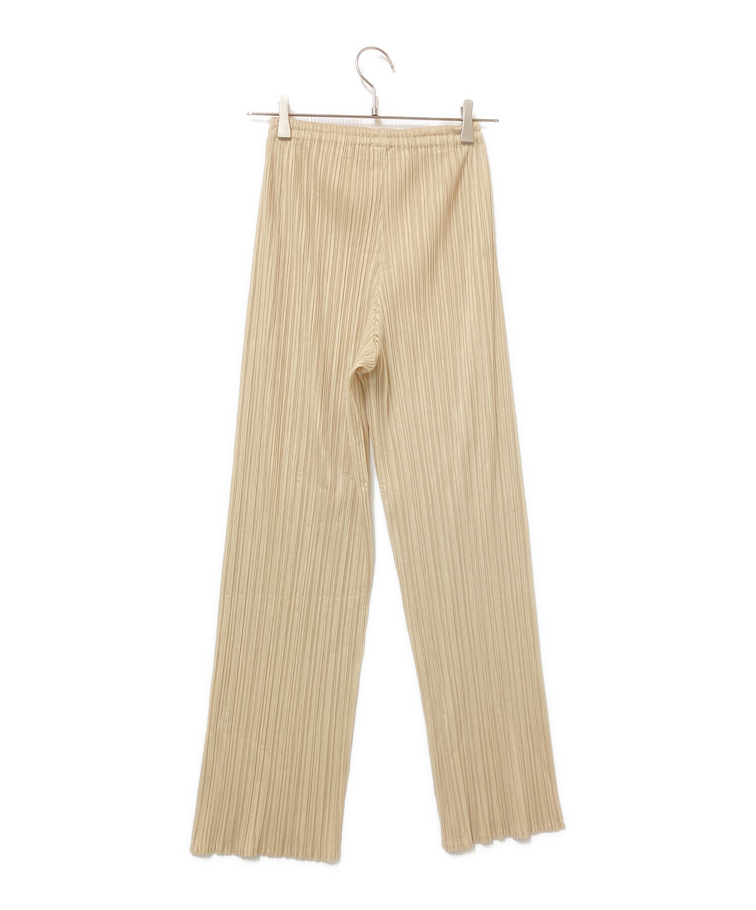 PLEATS PLEASE プリーツワイドパンツ ベージュ 中古・古着通販】PLEATS PLEASE (プリーツプリーズ) プリーツパンツ