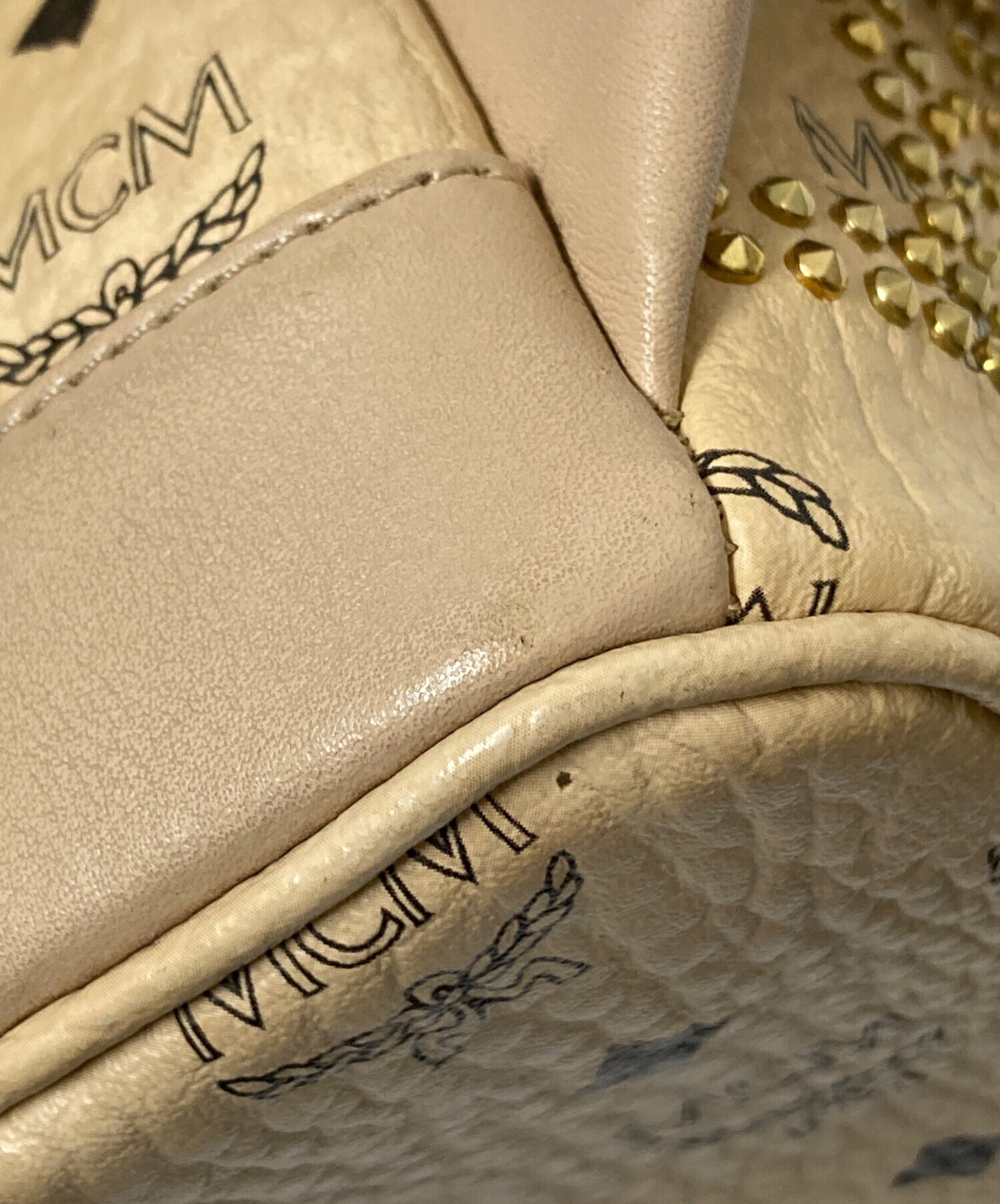 中古・古着通販】MCM (エムシーエム) スタッズリュック ベージュ