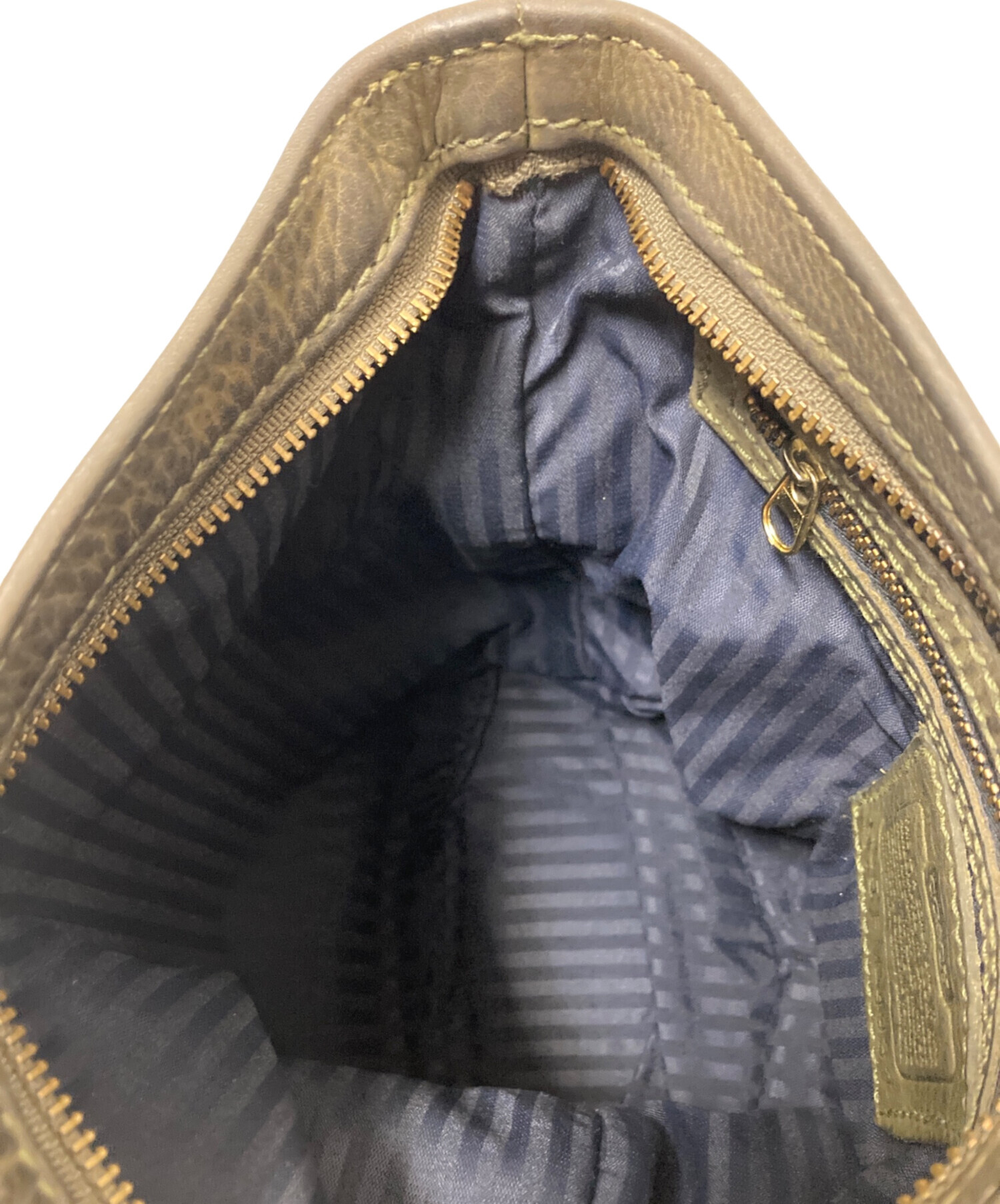中古・古着通販】COACH (コーチ) レザーショルダーバッグ グリーン 
