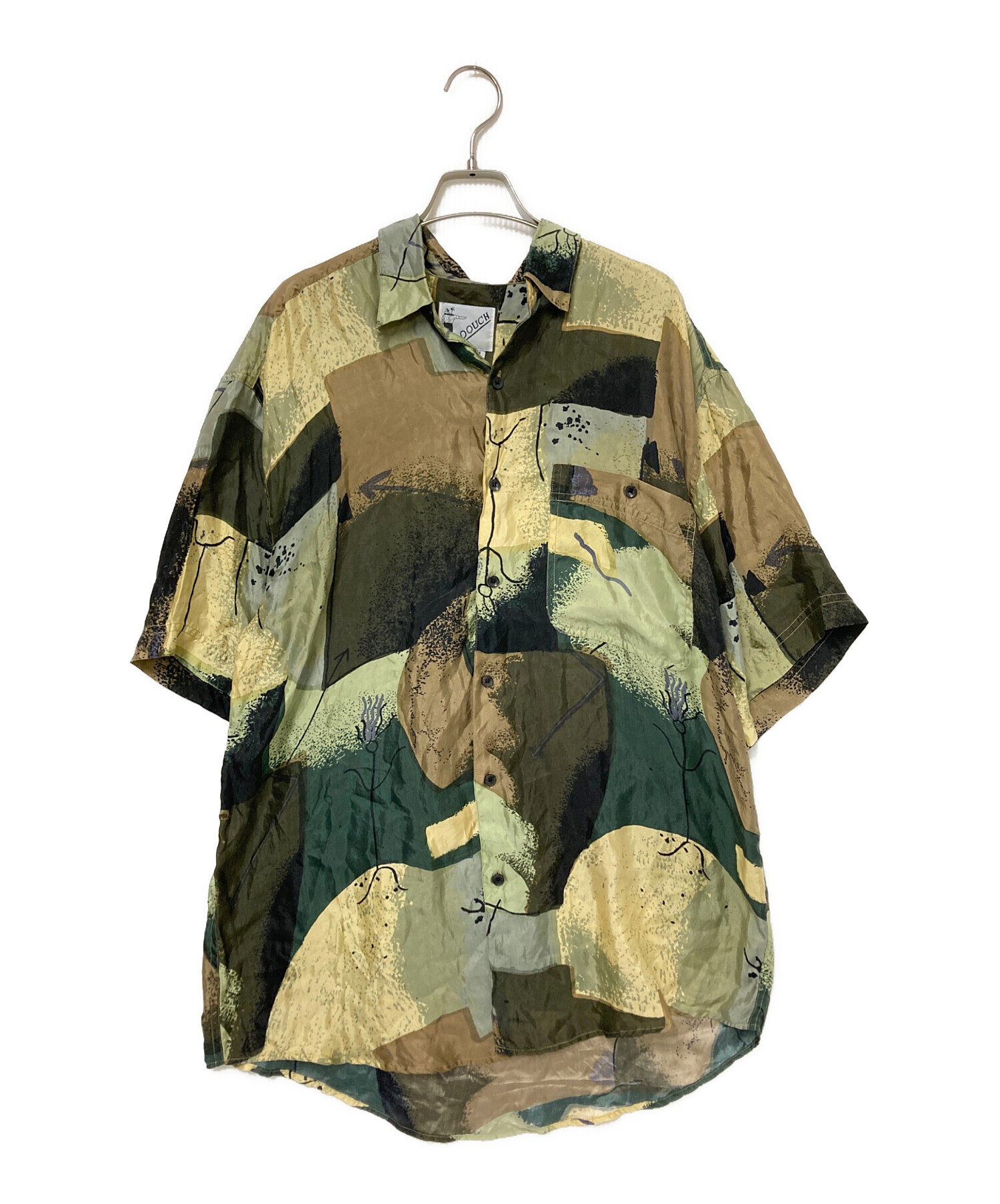 中古・古着通販】GOOUCH (グーチ) シルク総柄シャツ グリーン×ベージュ