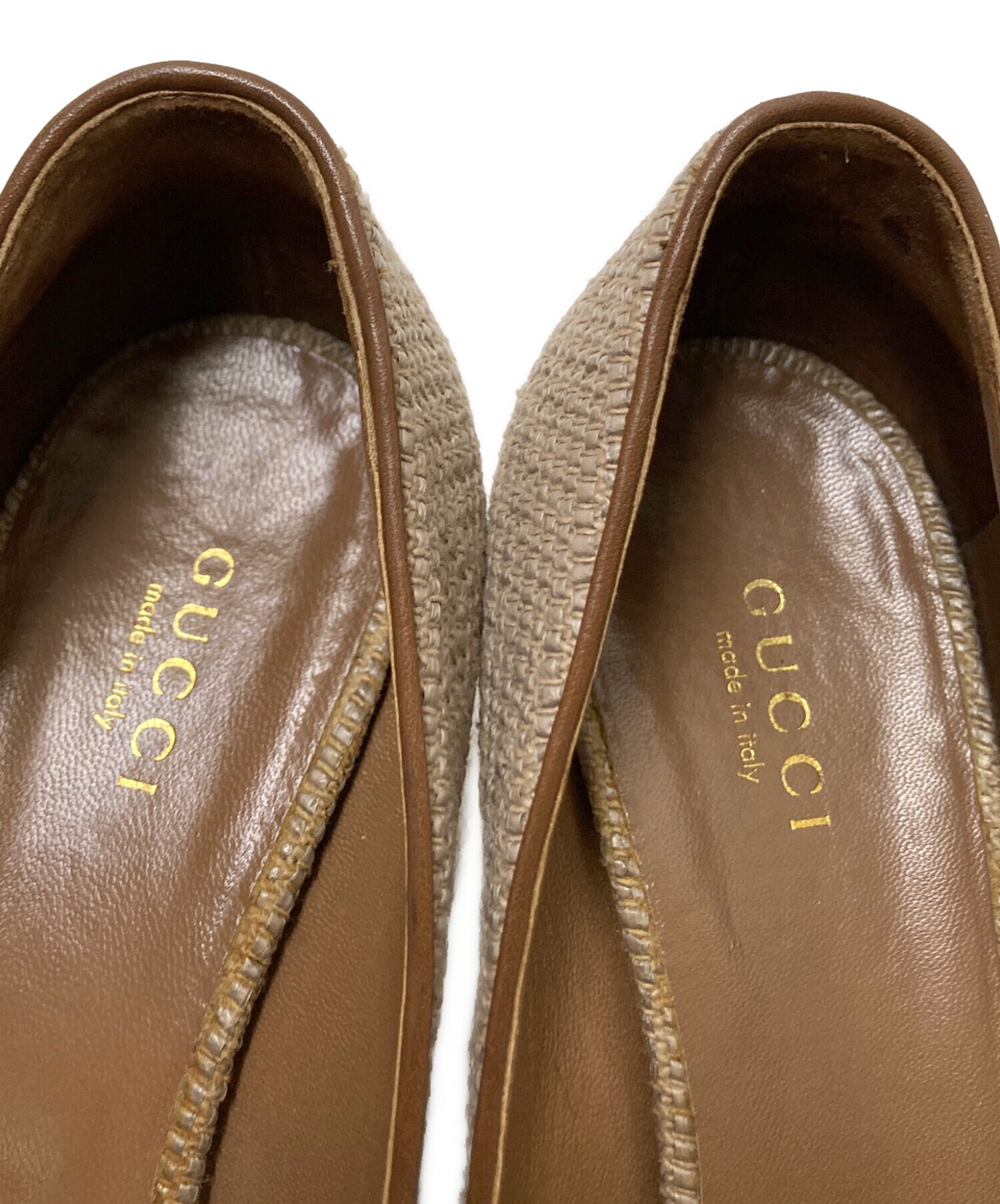 中古・古着通販】GUCCI (グッチ) オープントゥウェッジソール ブラウン