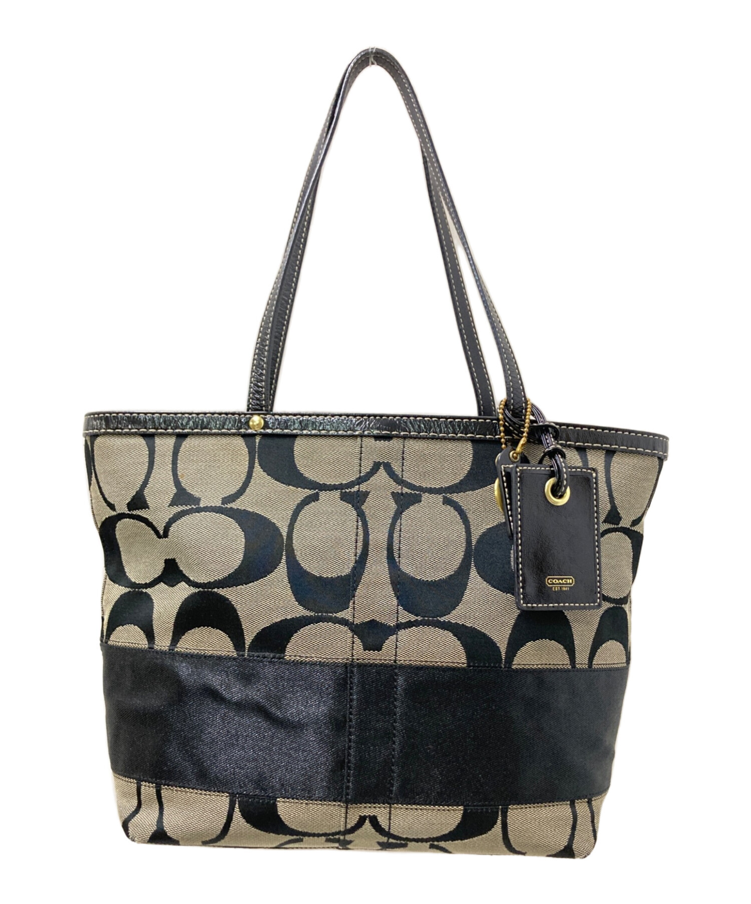 中古・古着通販】COACH (コーチ) トートバッグ ベージュ×ブラック 
