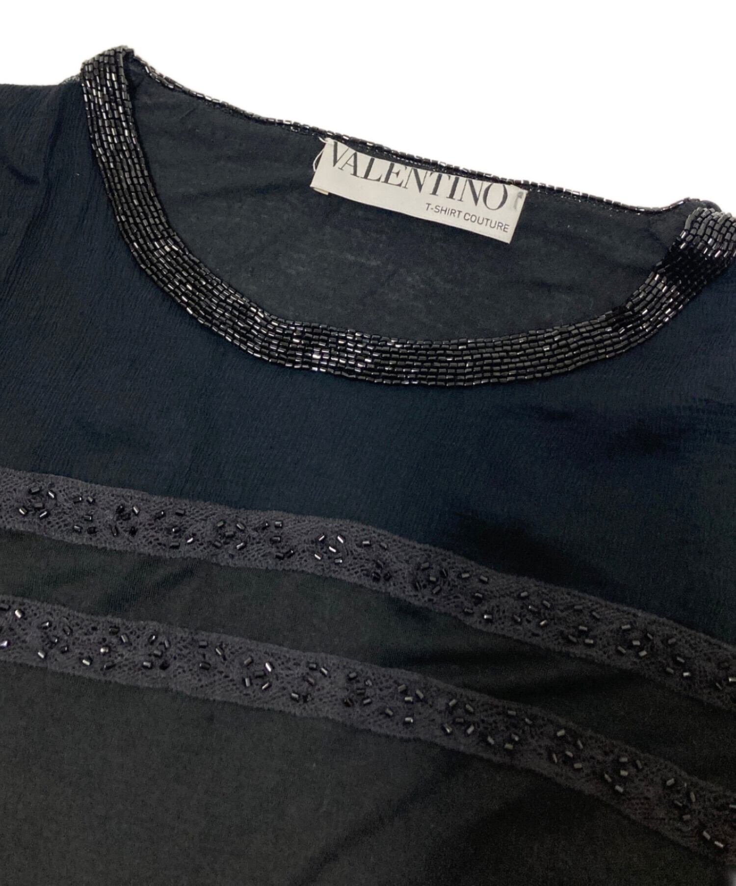 中古・古着通販】VALENTINO (ヴァレンティノ) ビーズ装飾レース切替 