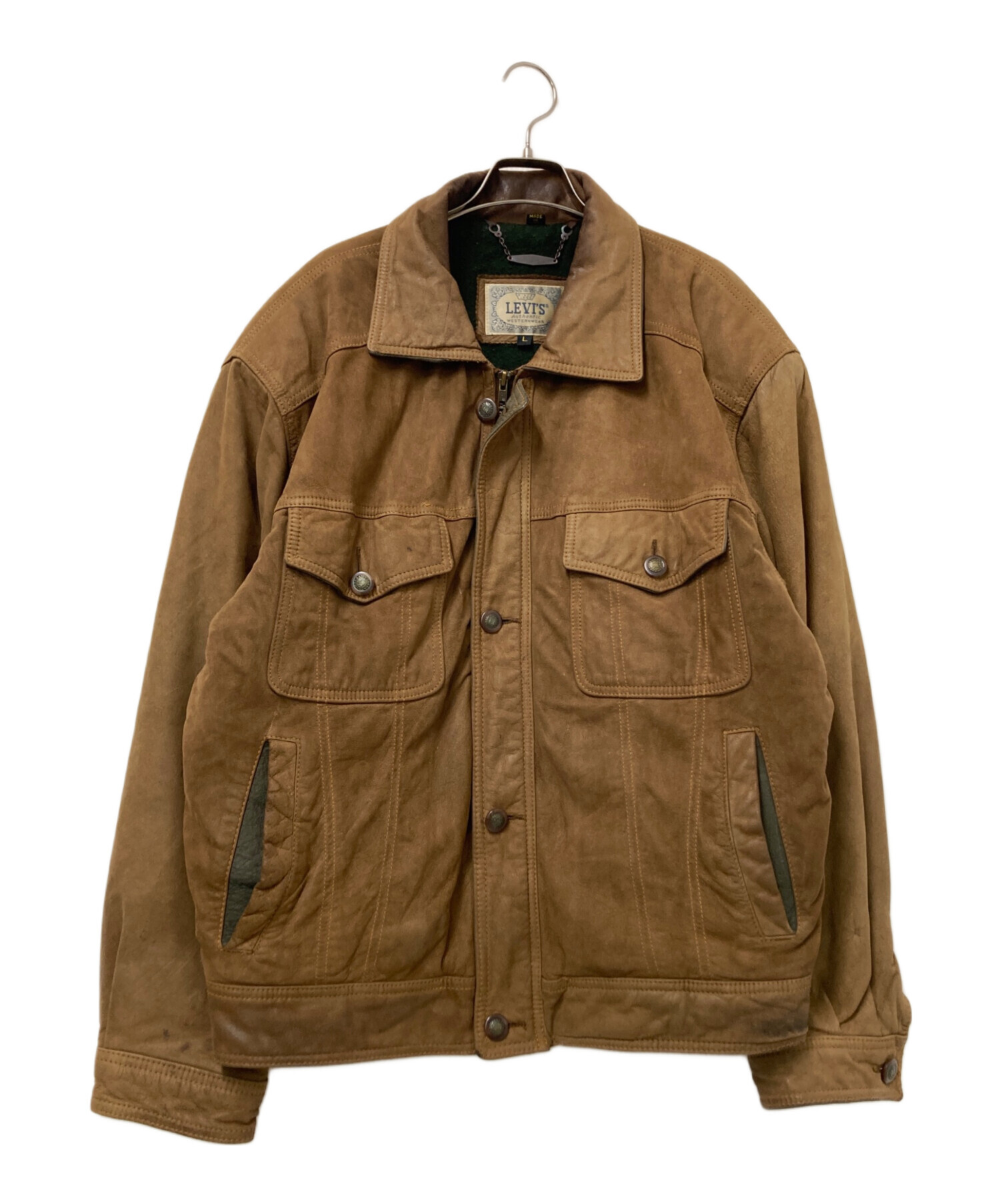 中古・古着通販】LEVI'S (リーバイス) レザーブルゾン ベージュ サイズ