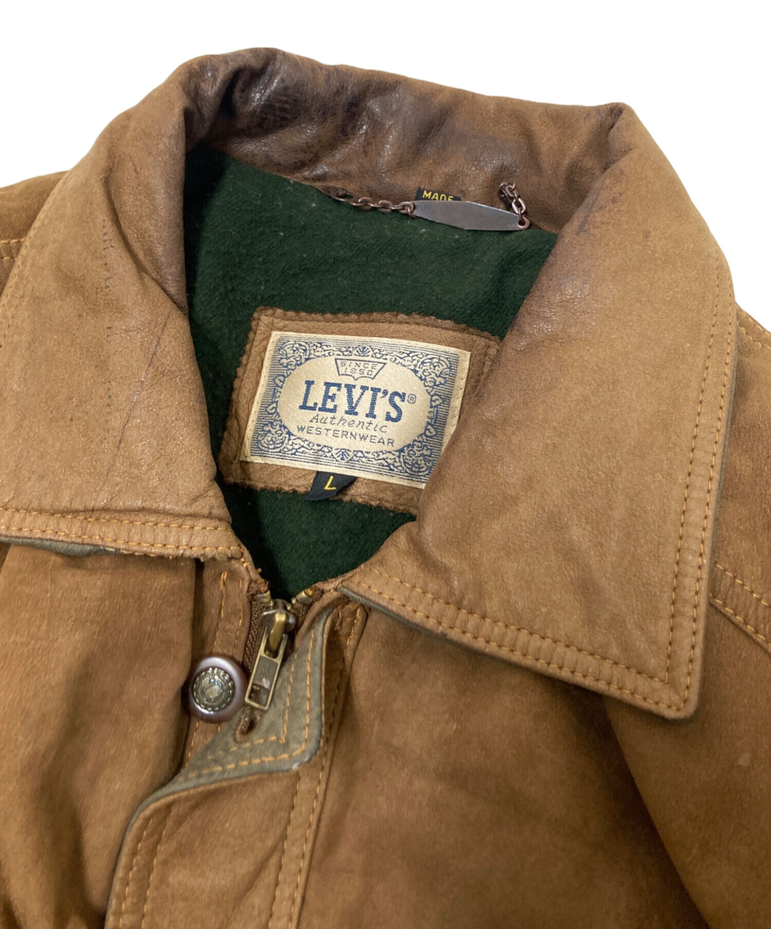 中古・古着通販】LEVI'S (リーバイス) レザーブルゾン ベージュ サイズ
