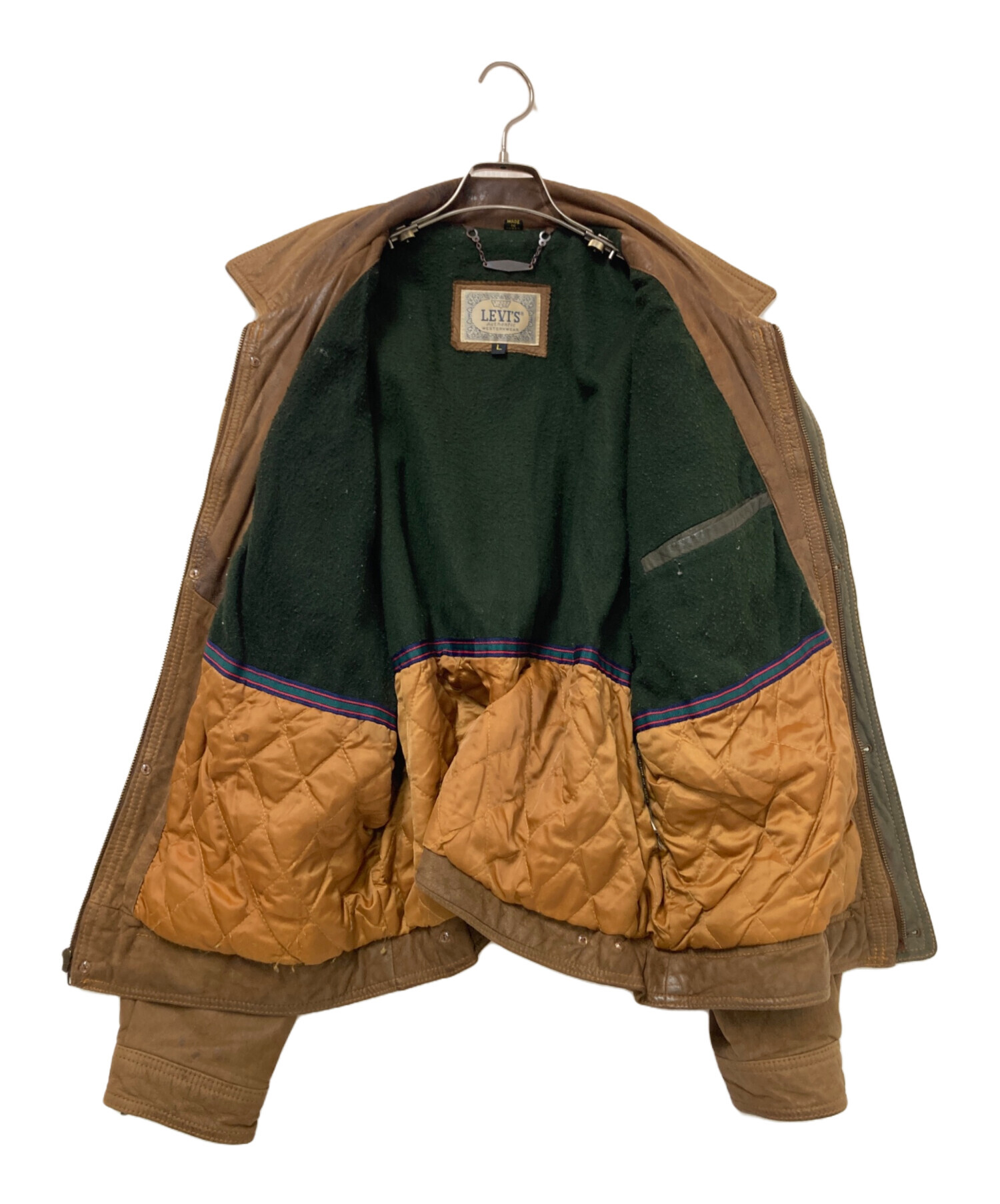 中古・古着通販】LEVI'S (リーバイス) レザーブルゾン ベージュ サイズ