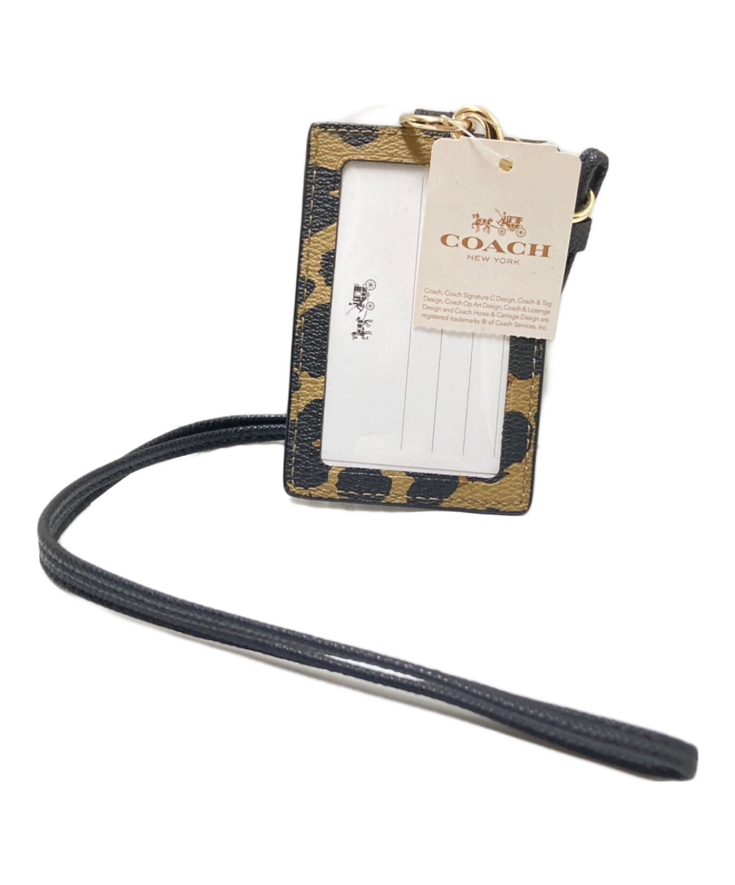 中古・古着通販】COACH (コーチ) レオパード柄パスケース ブラック