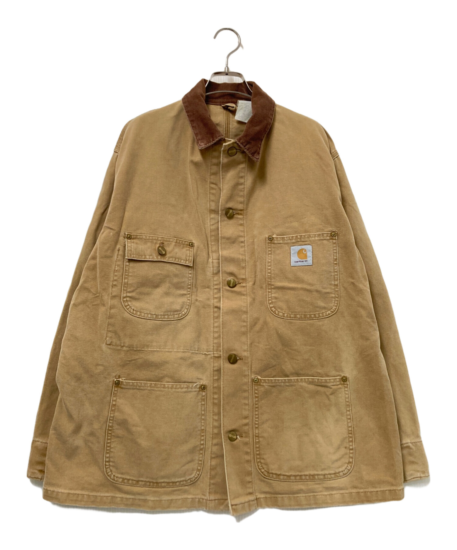 90s' Carhartt ベージュ カバーオール 裏地赤 90s' Carhartt ベージュ カバーオール 裏地赤 Carhartt（カーハート