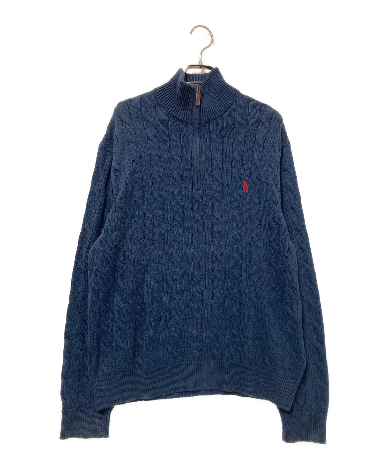 ネイビーのニットハーフジップセーター、Polo Ralph Lauren製 中古・古着通販】POLO RALPH LAUREN (ポロ・ラルフローレン) ハーフ