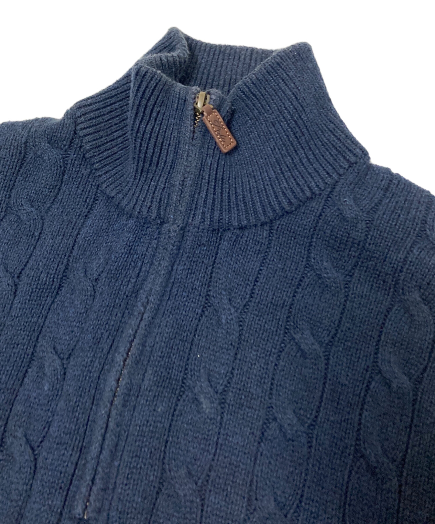 POLO RALPH LAUREN QR ハーフジップ ケーブルニットネイビーL 中古・古着通販】POLO RALPH LAUREN (ポロ・ラルフローレン) ハーフ