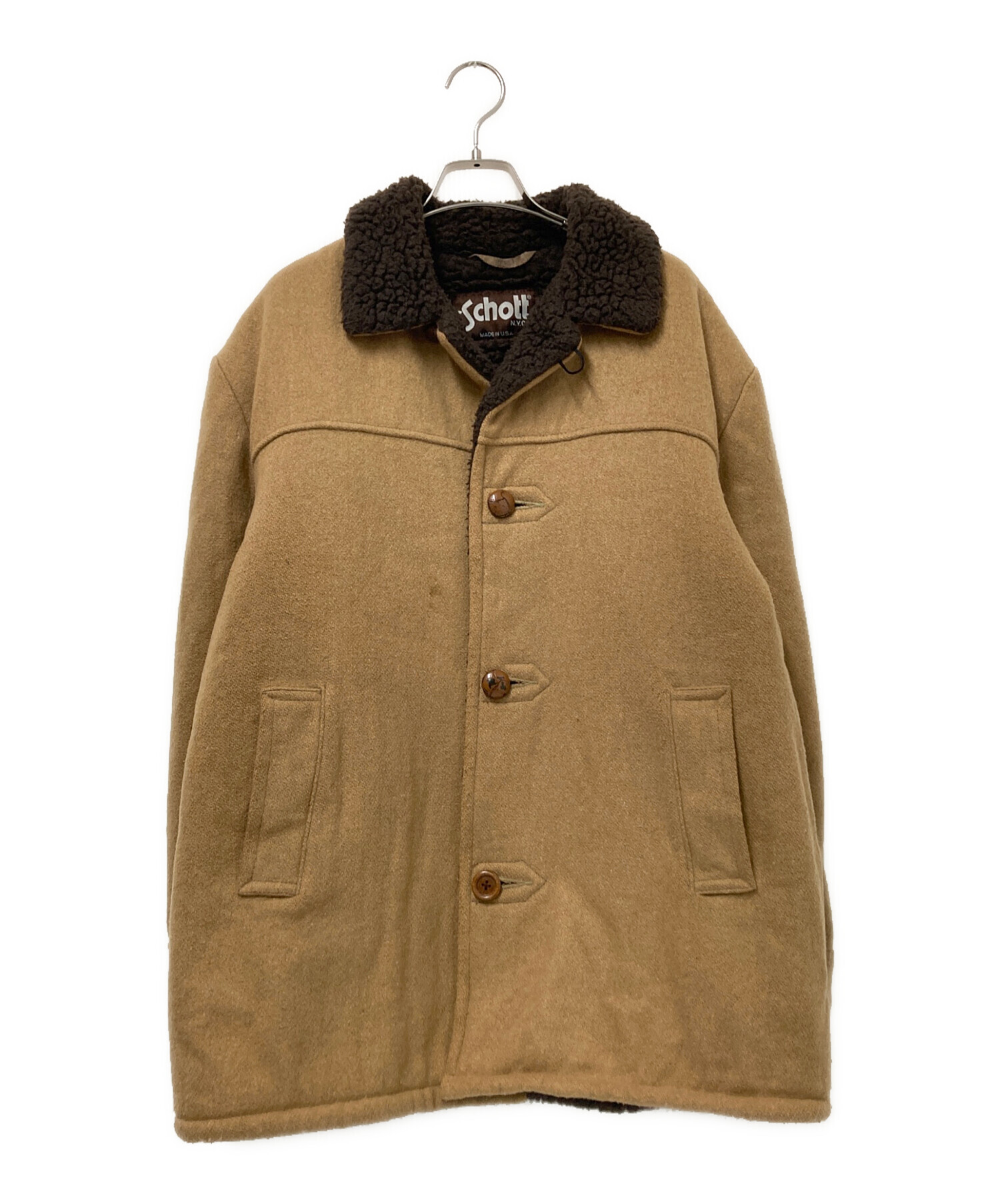 ショット　Pコート　希少サイズ42 ベージュ　美品　値下げ 中古・古着通販】Schott (ショット) 裏地ボアランチコート ベージュ
