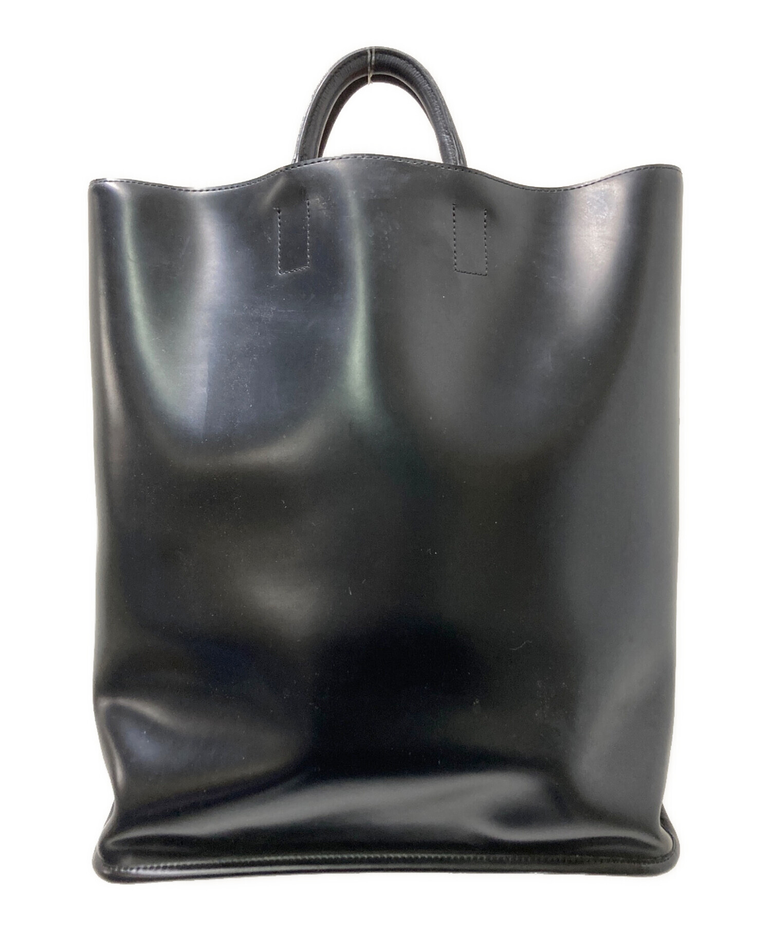 PIENI ブラック レザー ハンドバッグ 中古・古着通販】PIENI (ピエ二) レザーハンドバッグ オレンジ
