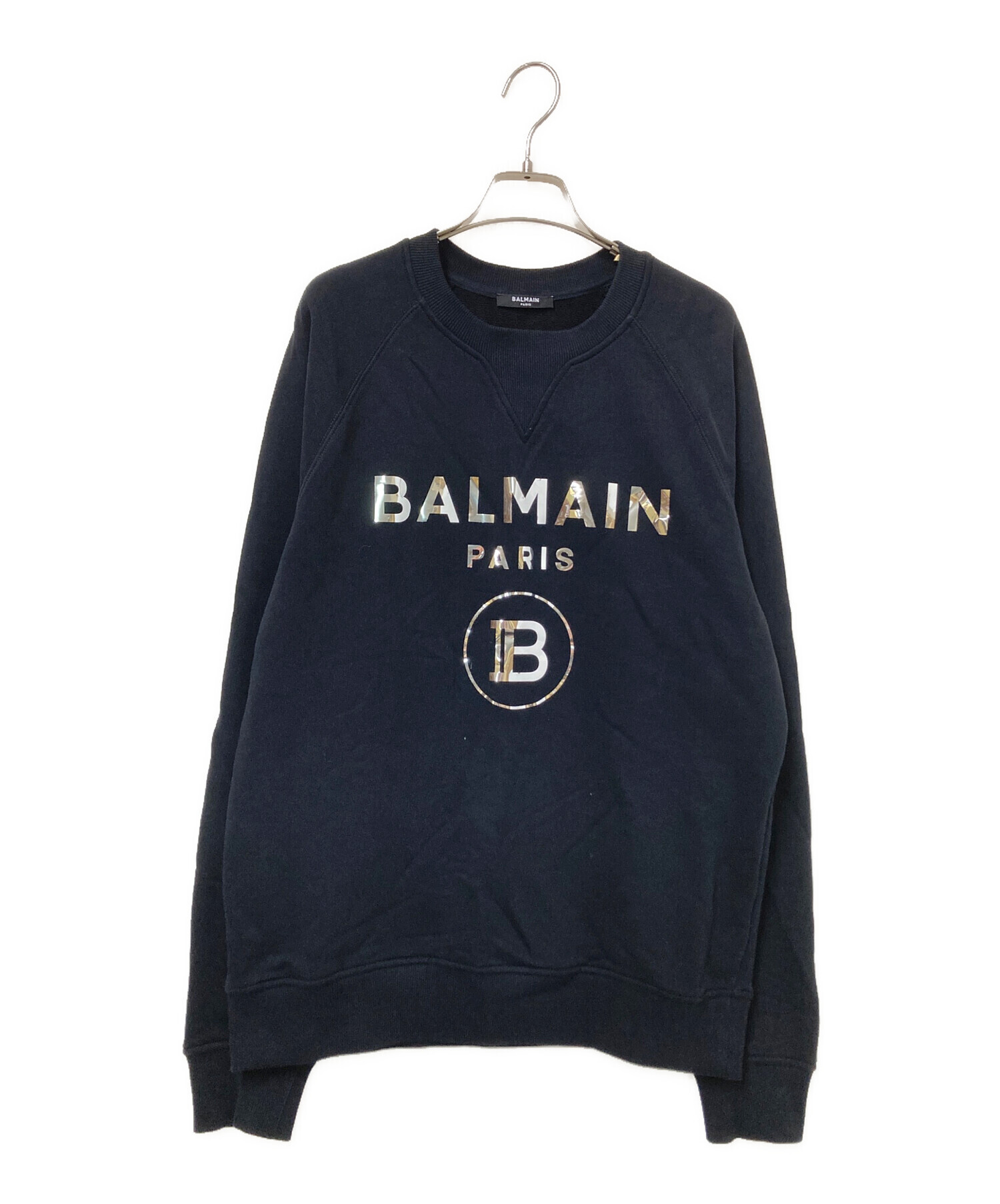 中古・古着通販】BALMAIN (バルマン) Metallic Flock Logo Sweatshirt