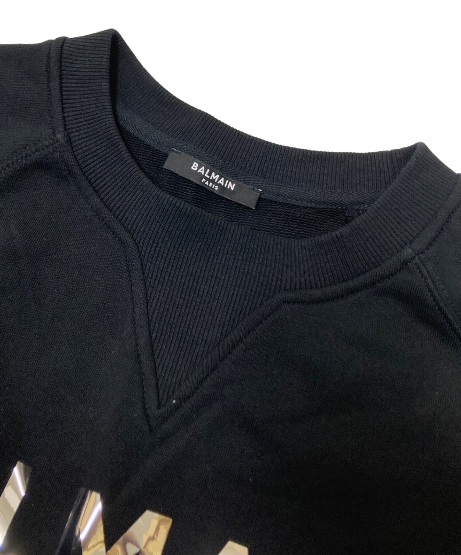 中古・古着通販】BALMAIN (バルマン) Metallic Flock Logo Sweatshirt