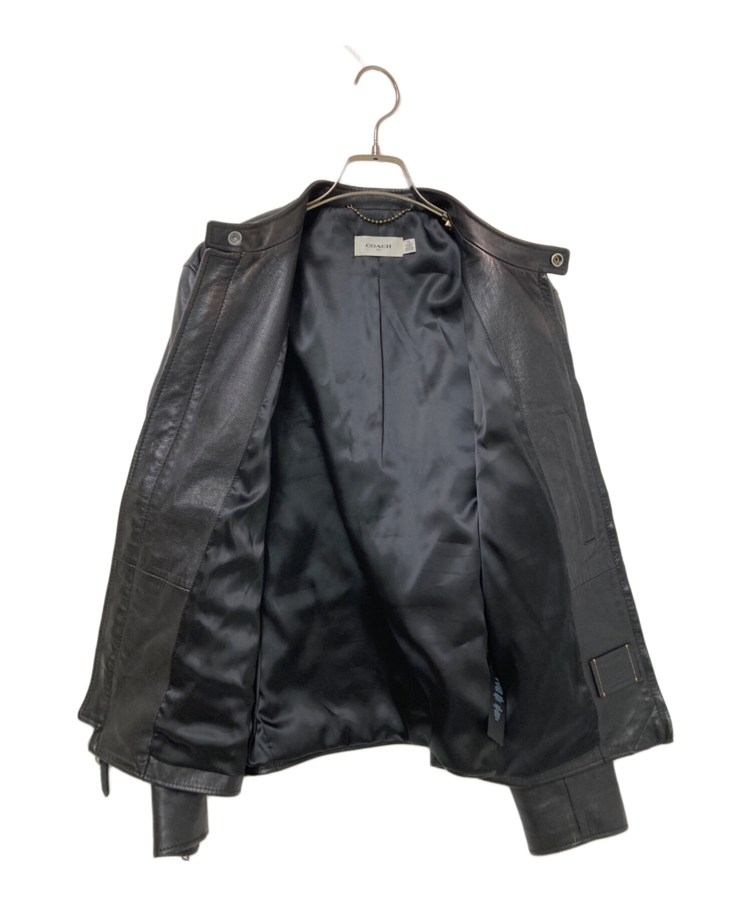 COACH レザーレーサーMサイズ 中古・古着通販】COACH (コーチ) レザー レーサー ジャケット ブラック
