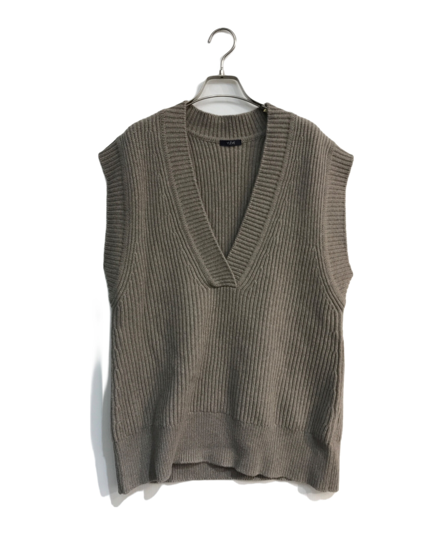 美品 YLEVE イレーヴ EX FINE MERINO WOOL Vネック ニットベスト プルオーバー 168-1260051 F グレージュ レディース 古着 中古 USED 美品 YLEVE イレーヴ EX FINE MERINO WOOL Vネック ニットベスト プル