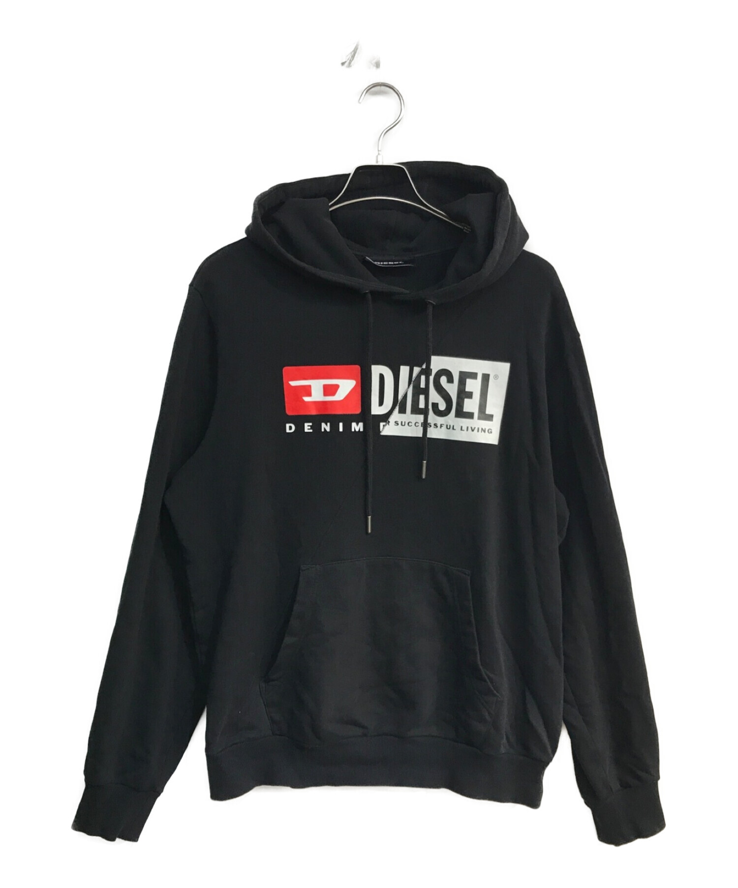 ディーゼル DIESEL プリントパーカー [正規品] L 中古・古着通販DIESEL (ディーゼル) パーカー ロゴプリント ブラック