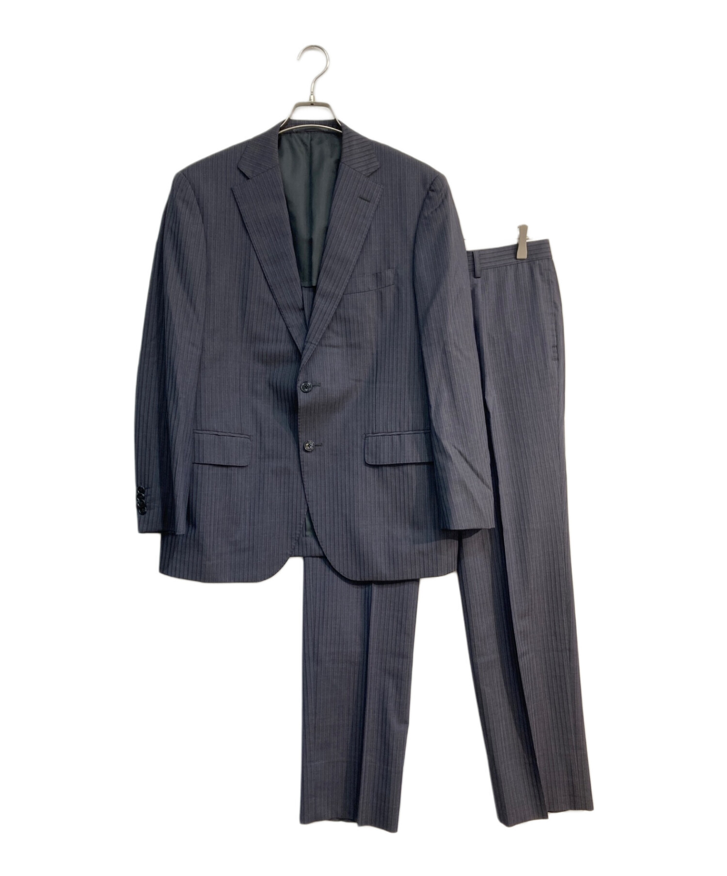 MITSUMINE ロロピアーナ セットアップ ネイビー ストライプ シルク