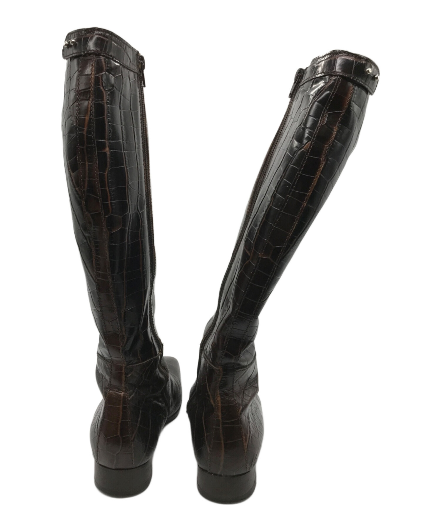 中古・古着通販】MaxMara (マックスマーラ) 型押しレザーロングブーツ