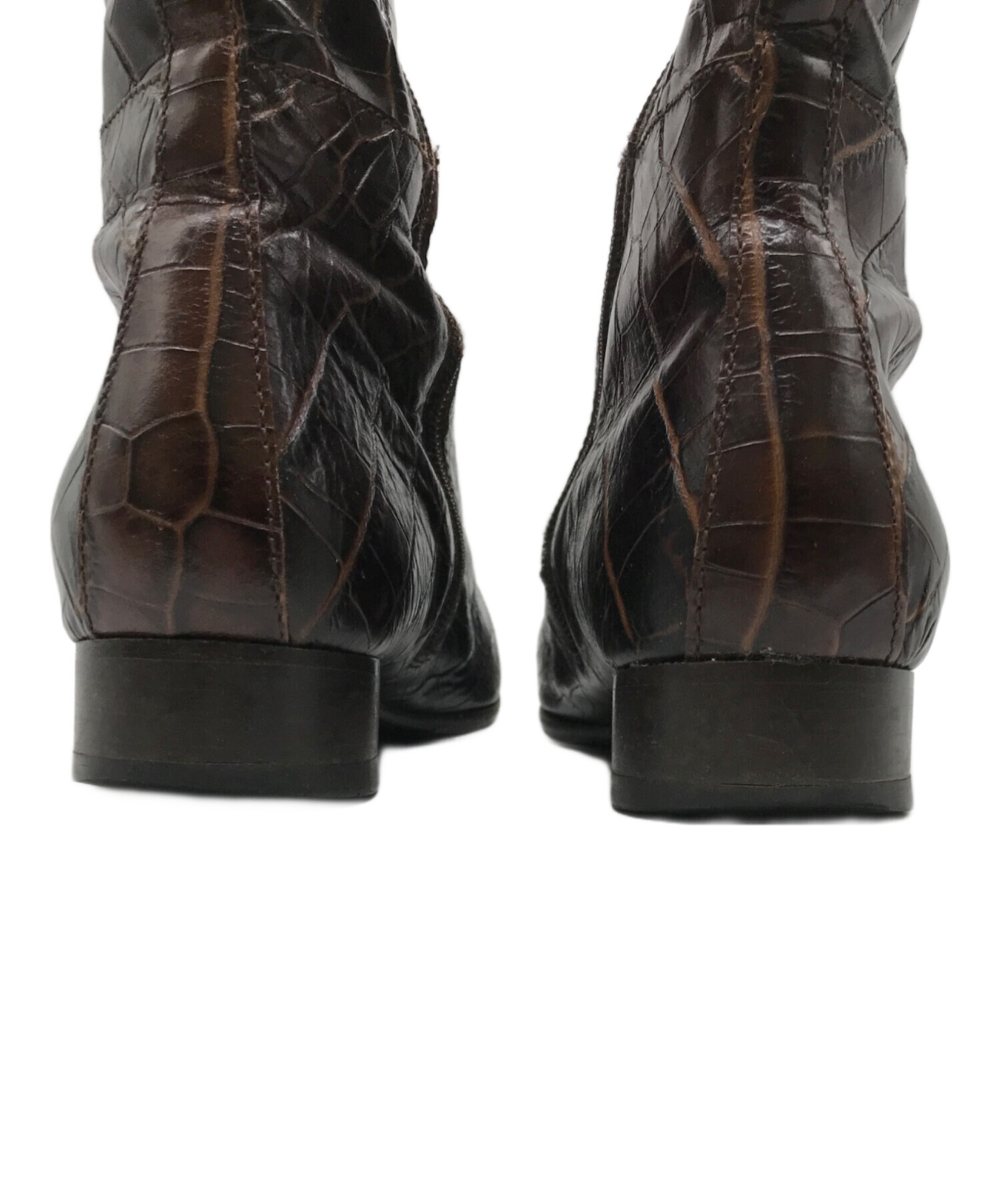 中古・古着通販】MaxMara (マックスマーラ) 型押しレザーロングブーツ