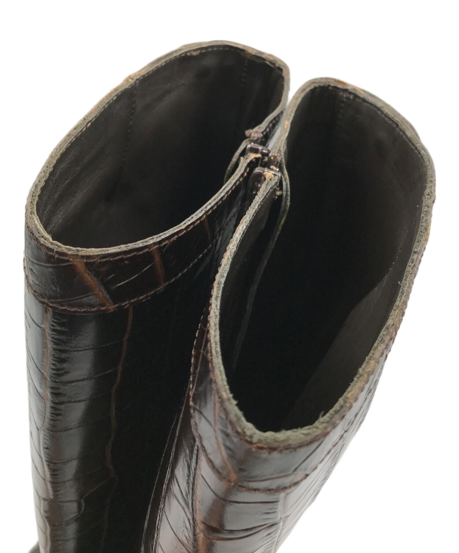 中古・古着通販】MaxMara (マックスマーラ) 型押しレザーロングブーツ