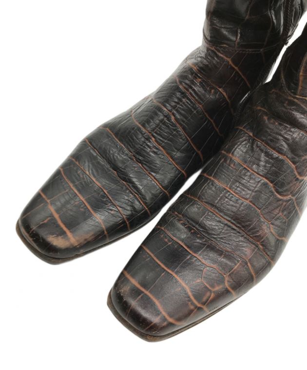 中古・古着通販】MaxMara (マックスマーラ) 型押しレザーロングブーツ