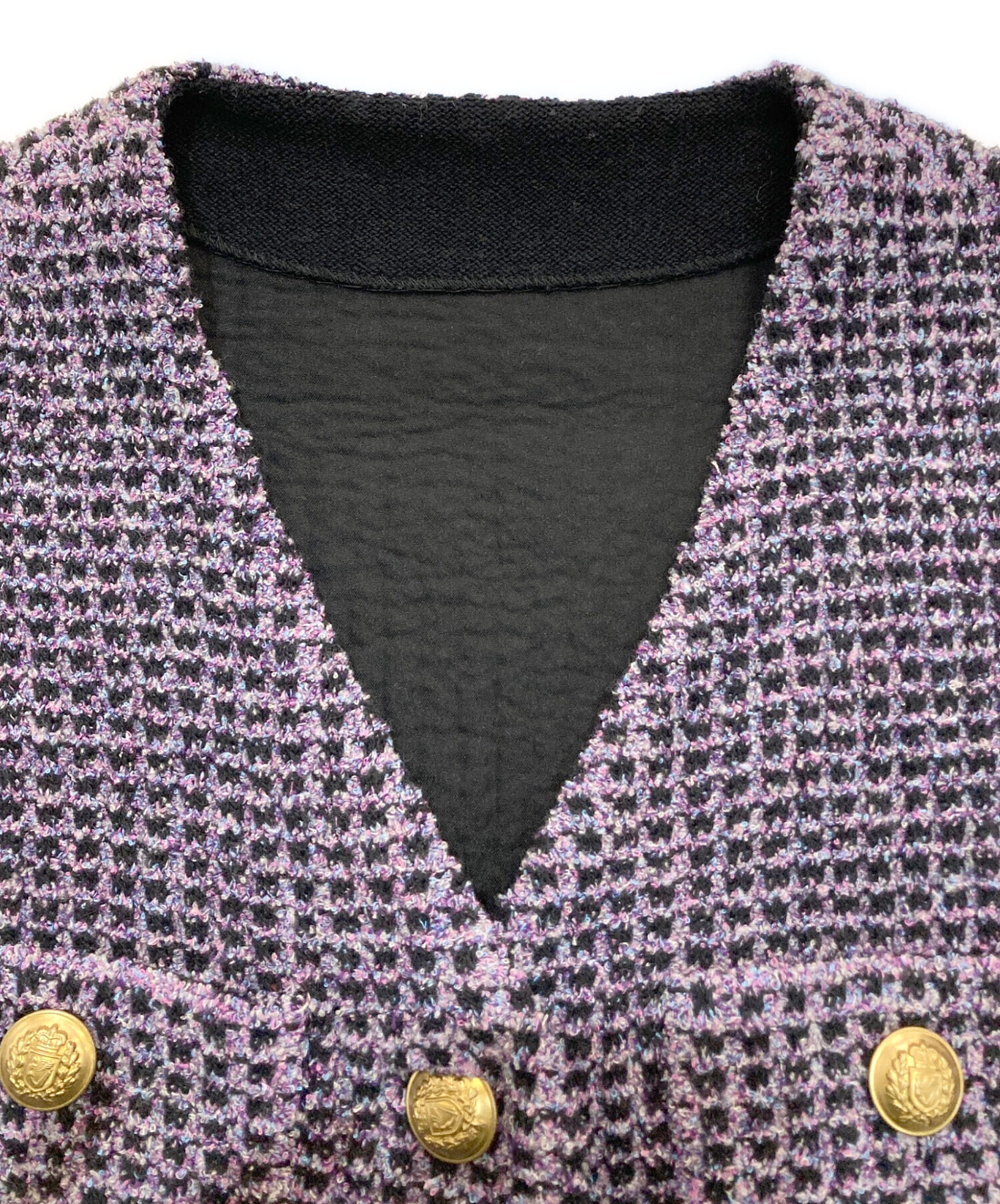 中古・古着通販】ROPE (ロペ) カラーミックスニットツイードジレ