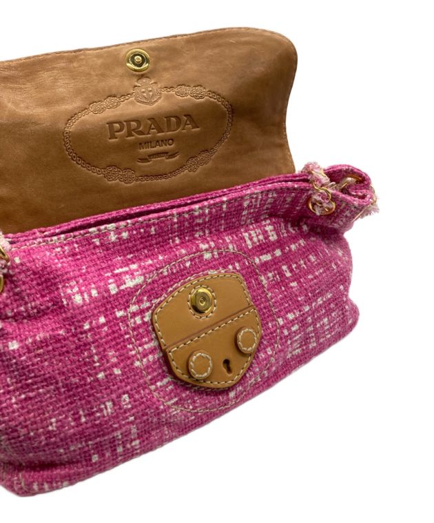 中古・古着通販】PRADA (プラダ) ツイードチェーンショルダーバッグ 