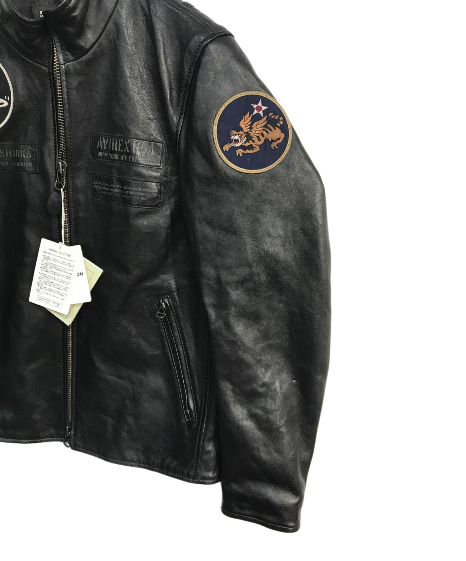 タグ付き 本革 新品未使用avirex アヴィレックス 中古・古着通販】AVIREX (アヴィレックス) AGED WAPPEN STAND ZIP