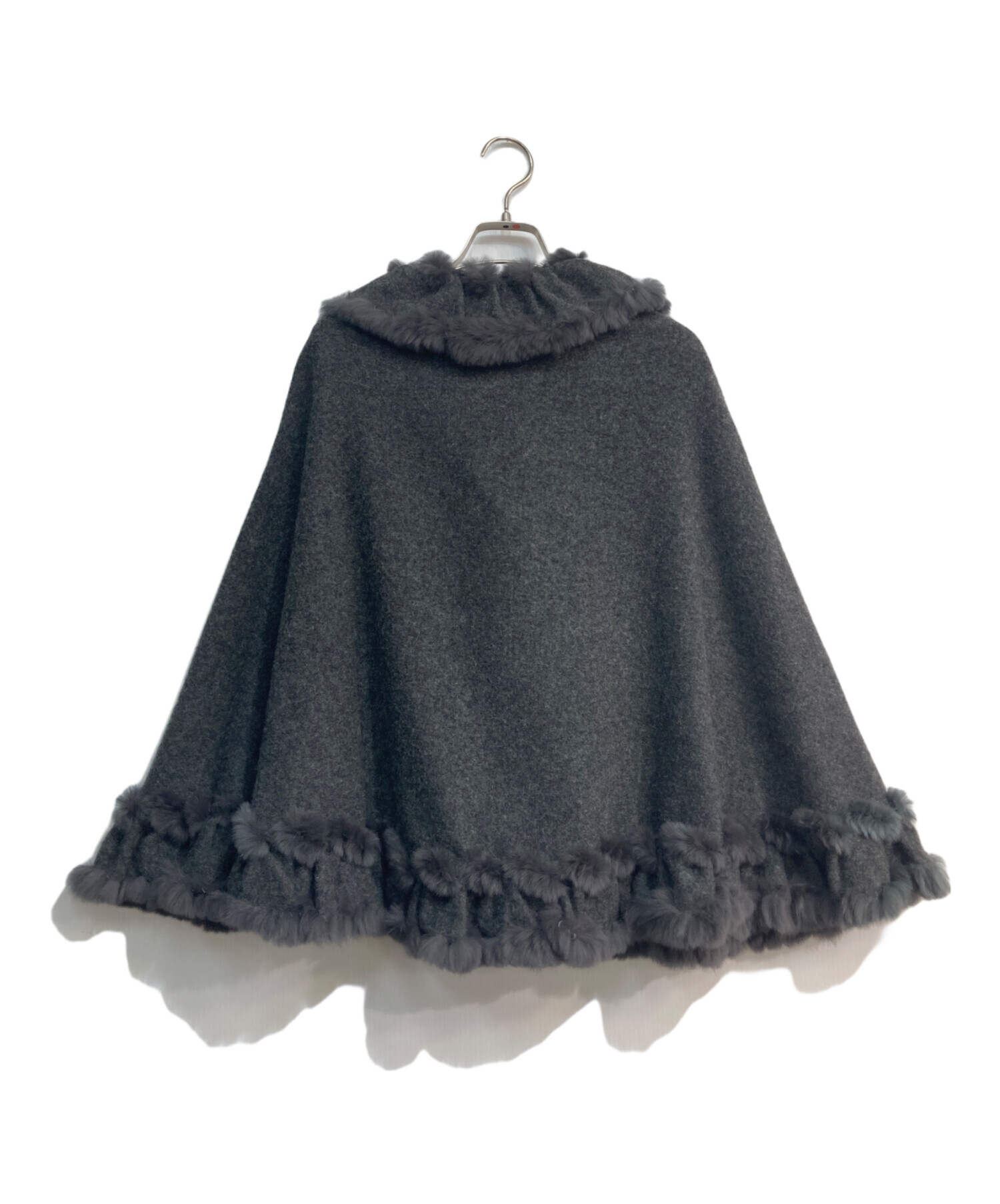 ランバンオンブルー フォックスファー付きポンチョ ランバン オン