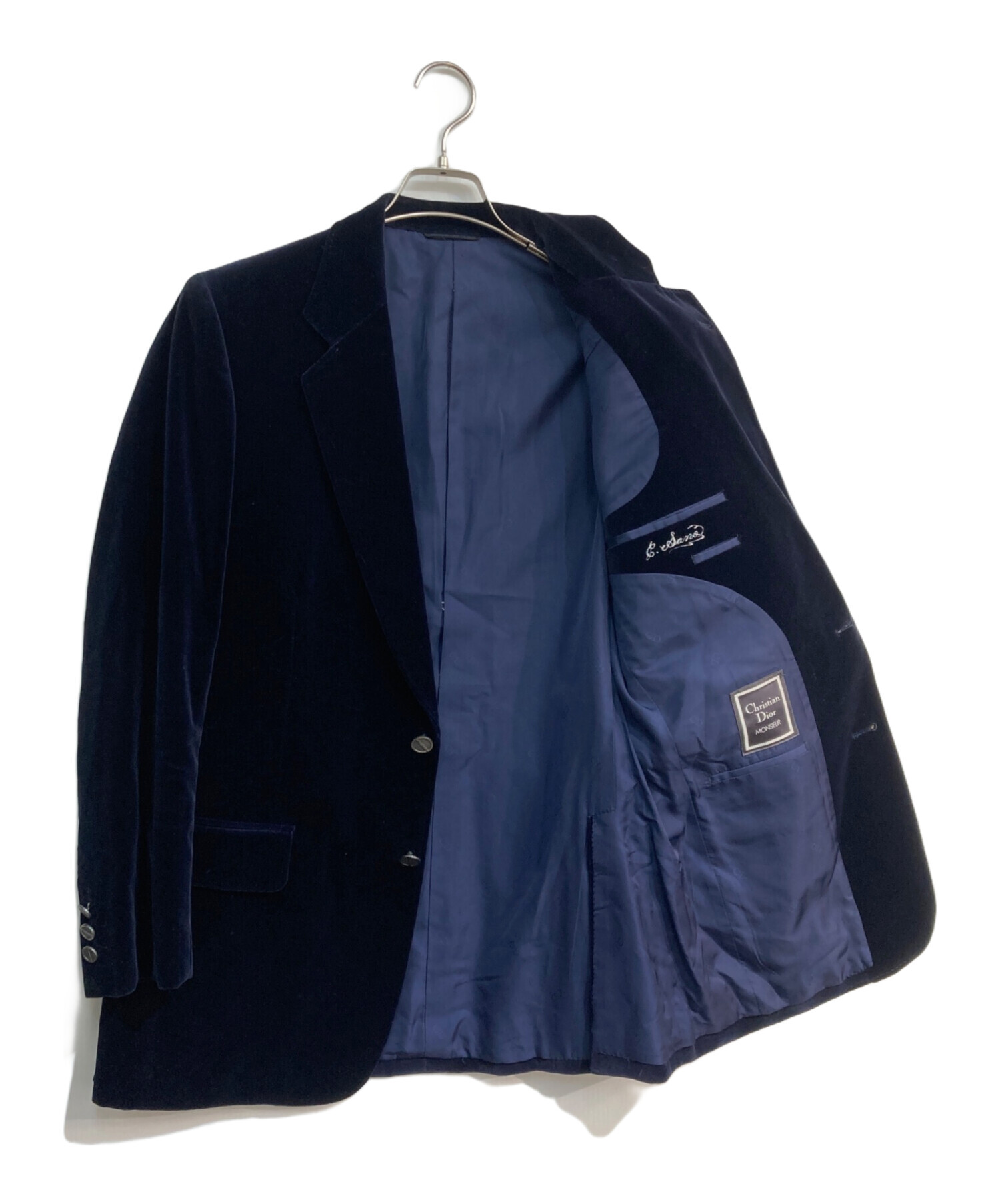 Christian Dior ベルベットスーツ濃紺　サイズM 濃紺のベルベットスーツ Christian Dior ベルベットスーツ濃紺