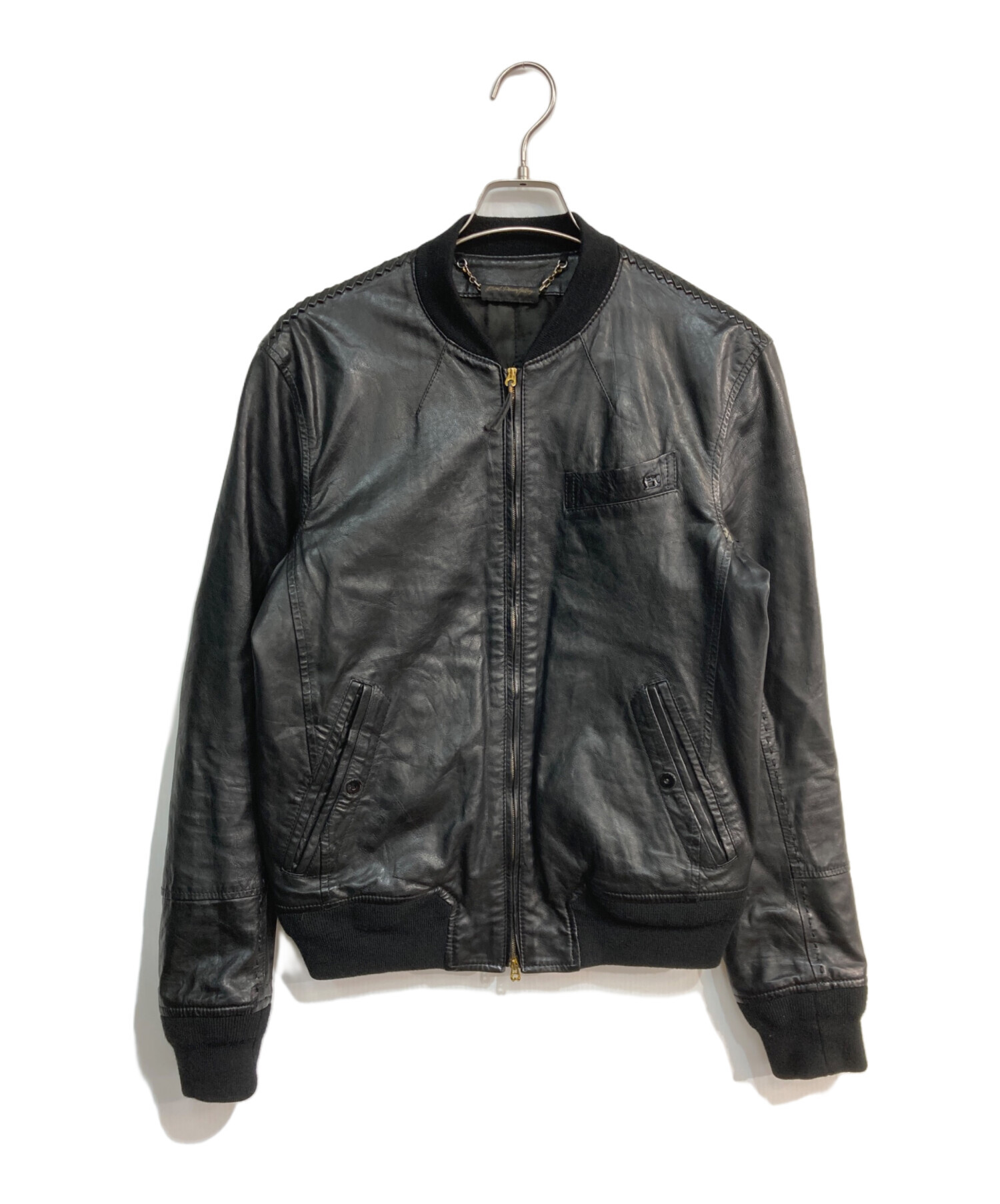 中古・古着通販】DIESEL (ディーゼル) レザーブルゾン ブラック サイズ