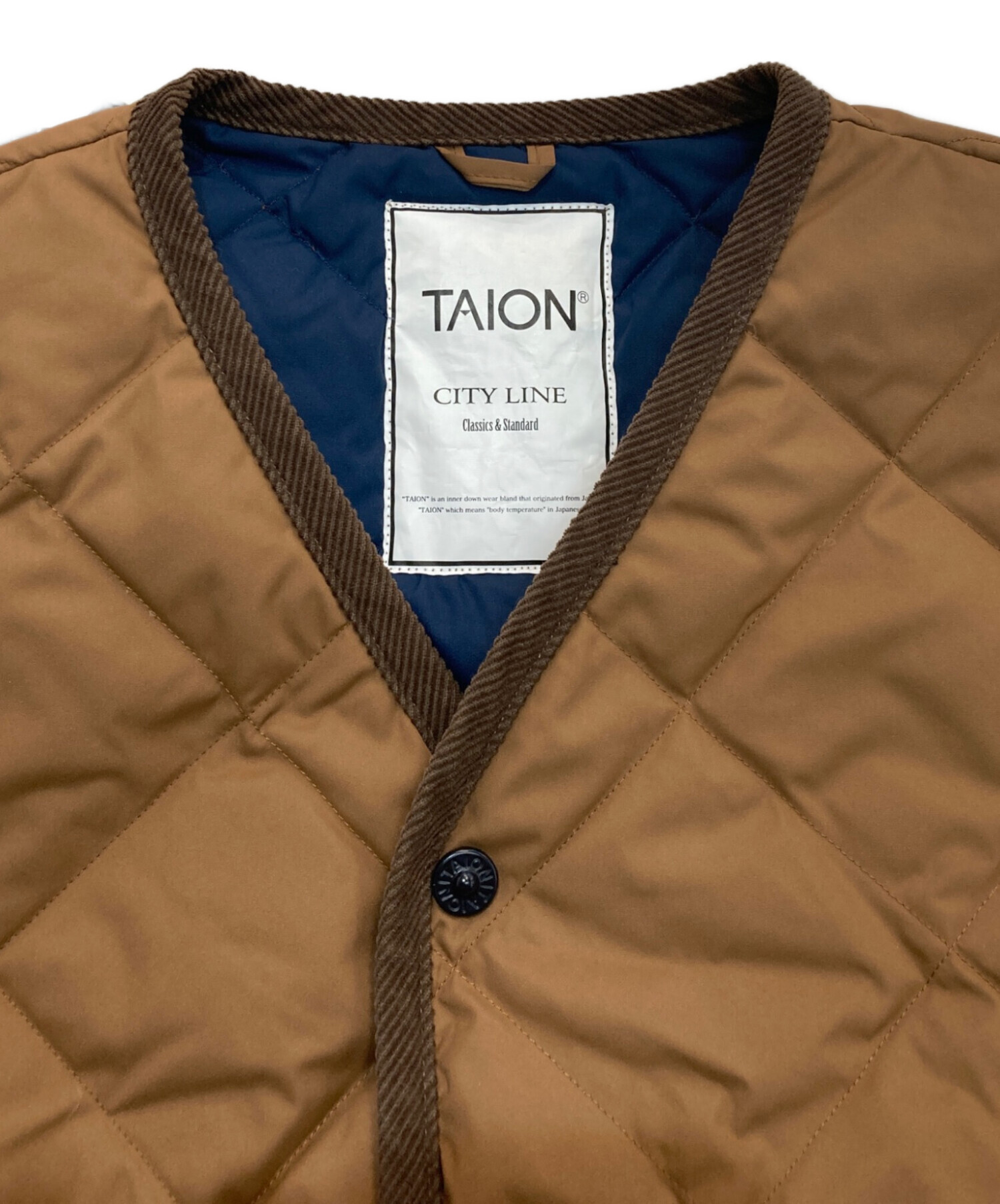 daikichi 新品TAION タイオン CITY LINE パイピング 中古・古着通販】TAION (タイオン) シティ パイピングVネック ダウン