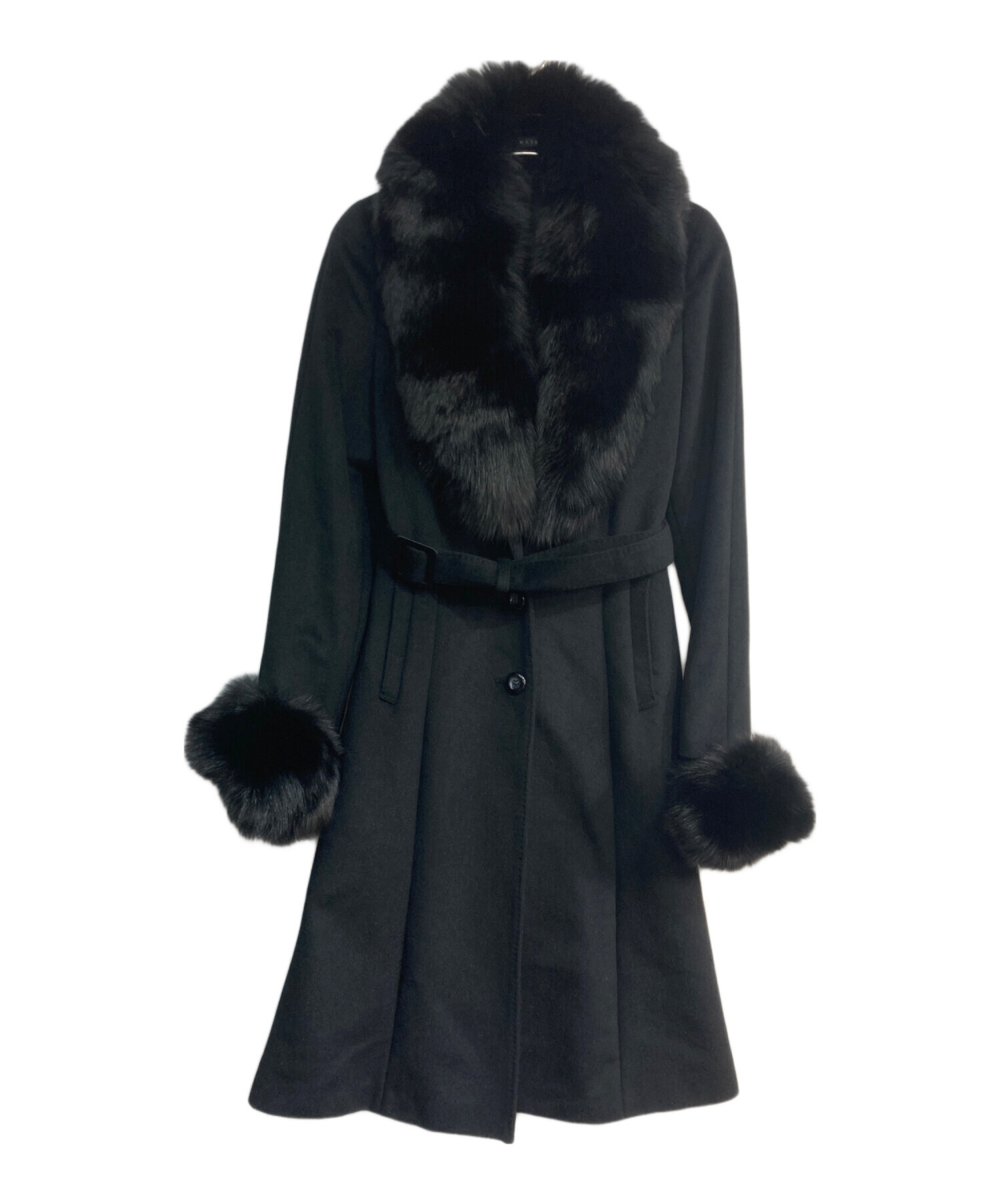 美品✨マテリア ロングコート フォックスファー アンゴラ 38 ブラック 美品✨マテリア ロングコート フォックスファー アンゴラ 38