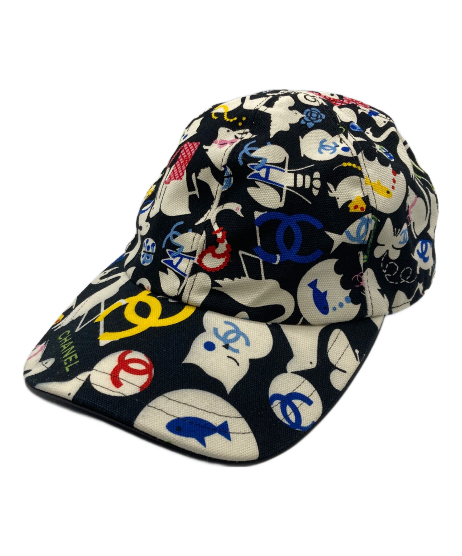 21071✨CHANEL アニマルロゴキャップ ココマーク 総柄 ベースボール 中古・古着通販】CHANEL (シャネル) アニマルロゴキャップ マルチ