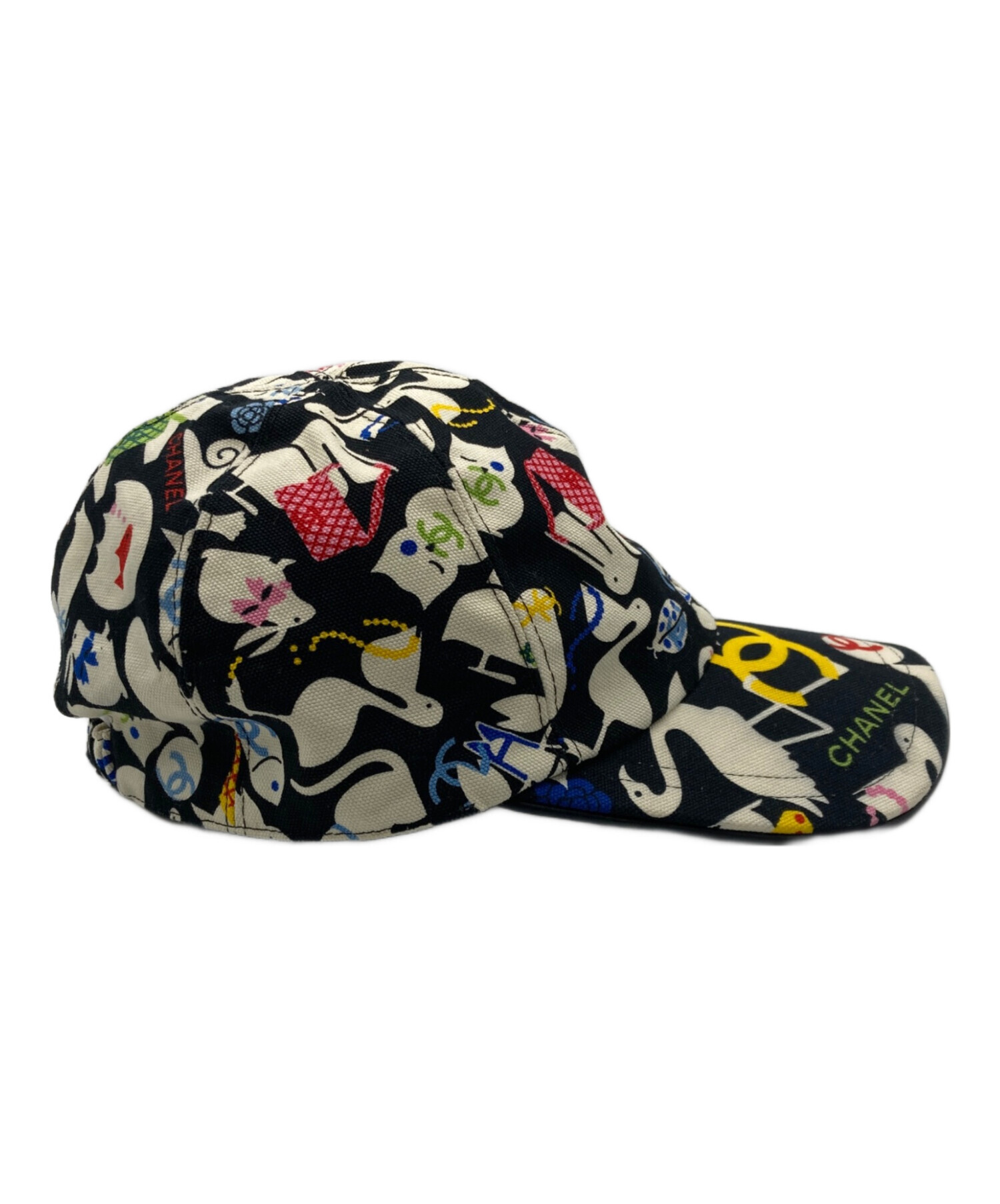 21071✨CHANEL アニマルロゴキャップ ココマーク 総柄 ベースボール 中古・古着通販】CHANEL (シャネル) アニマルロゴキャップ マルチ