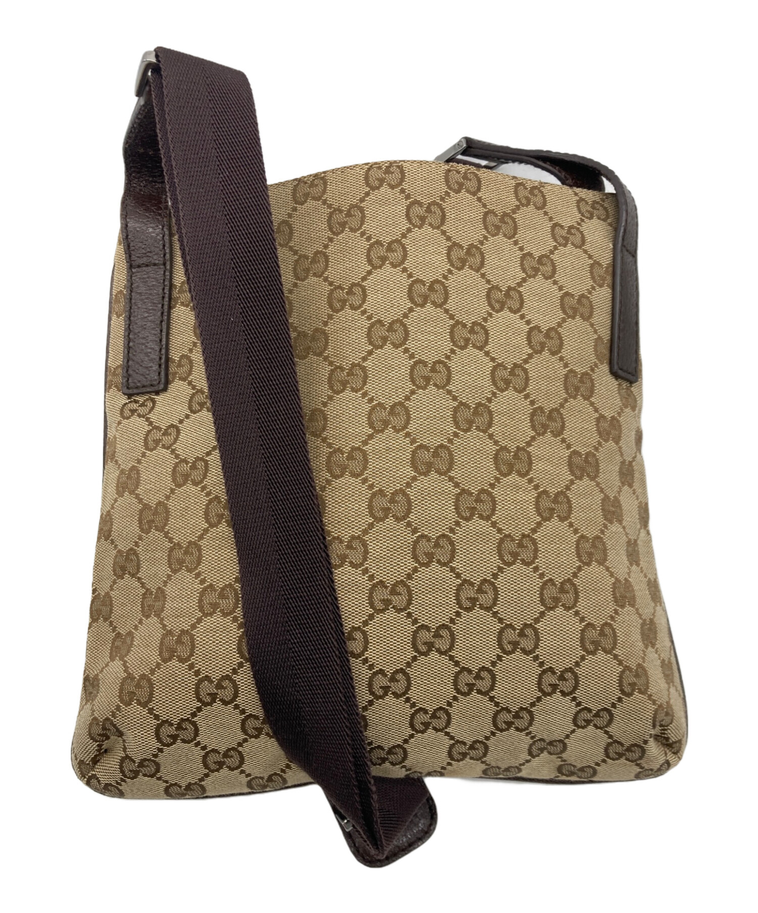 ★SALE【5pa0377】グッチ ショルダーバッグ GGキャンバス 122793 キャンバス ベージュ ブラウン シルバー金具【中古】レディース 中古・古着通販】GUCCI (グッチ) GGキャンバス ショルダーバッグ