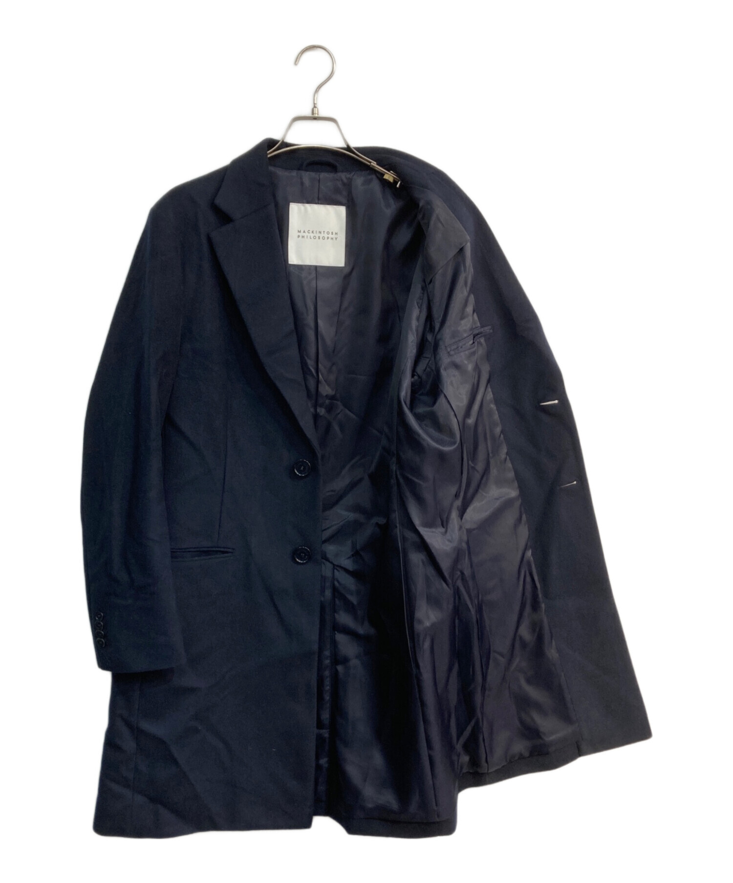 【値下】MACKINTOSH PHILOSOPHY チェスターコート ネイビー 中古・古着通販】MACKINTOSH PHILOSOPHY (マッキントッシュ