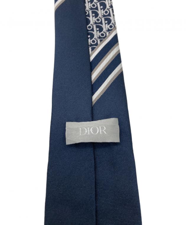 中古・古着通販】Dior (ディオール) オブリーク柄ネクタイ ネイビー 中古・古着通販】Dior (ディオール) オブリーク柄ネクタイ ネイビー
