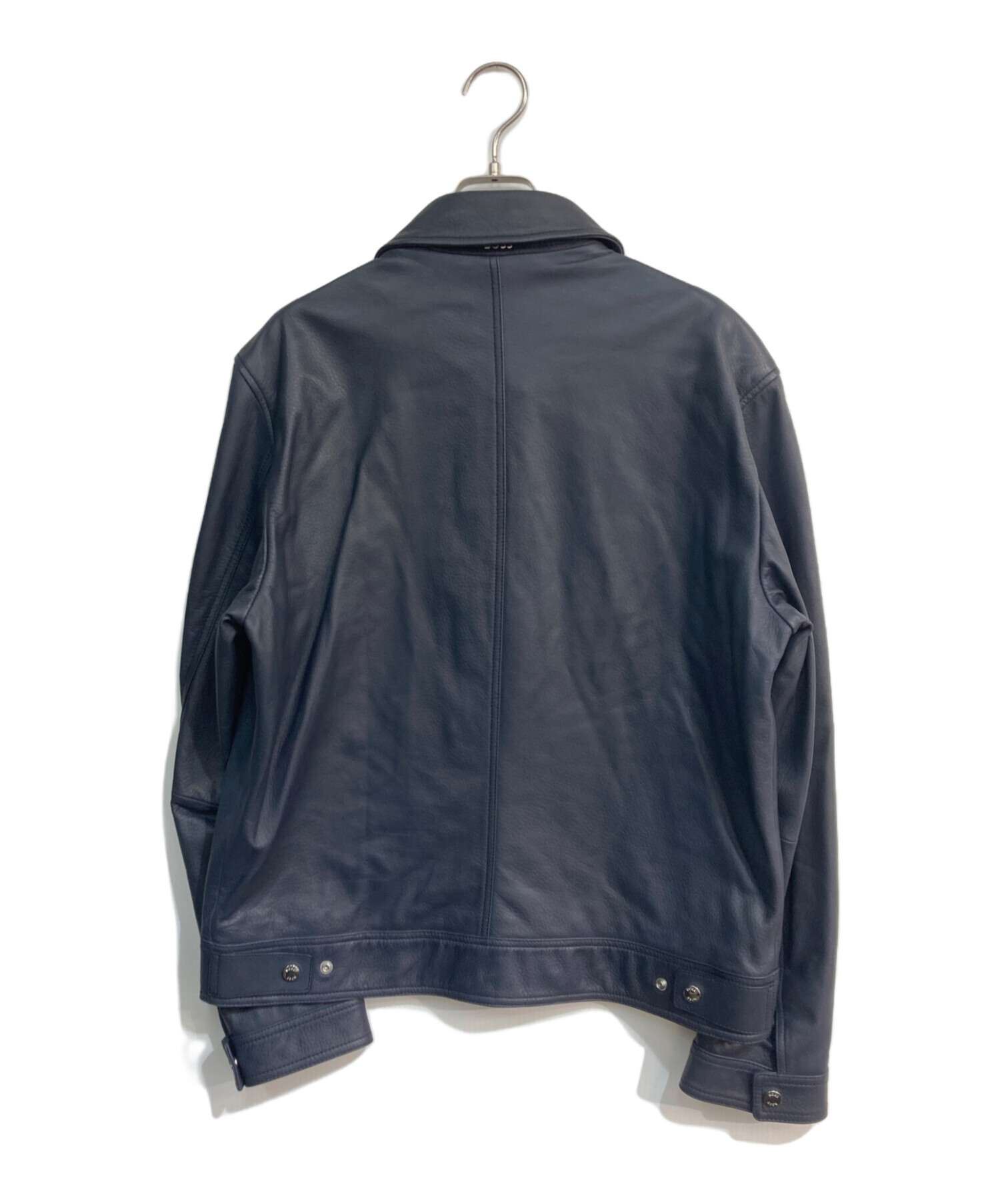 【ラムレザージャケット　ダークグリーン　裏地ペイズリー柄　ダブルボタン　古着】 ラムレザージャケット ダークグリーン 裏地ペイズリー柄 ダブルボタン