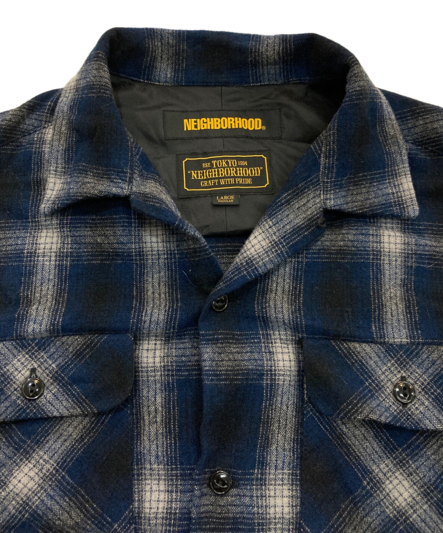 NEIGHBORHOOD ネイバーフッド シャツ ブルー×ブラック サイズ:M | 22AW 