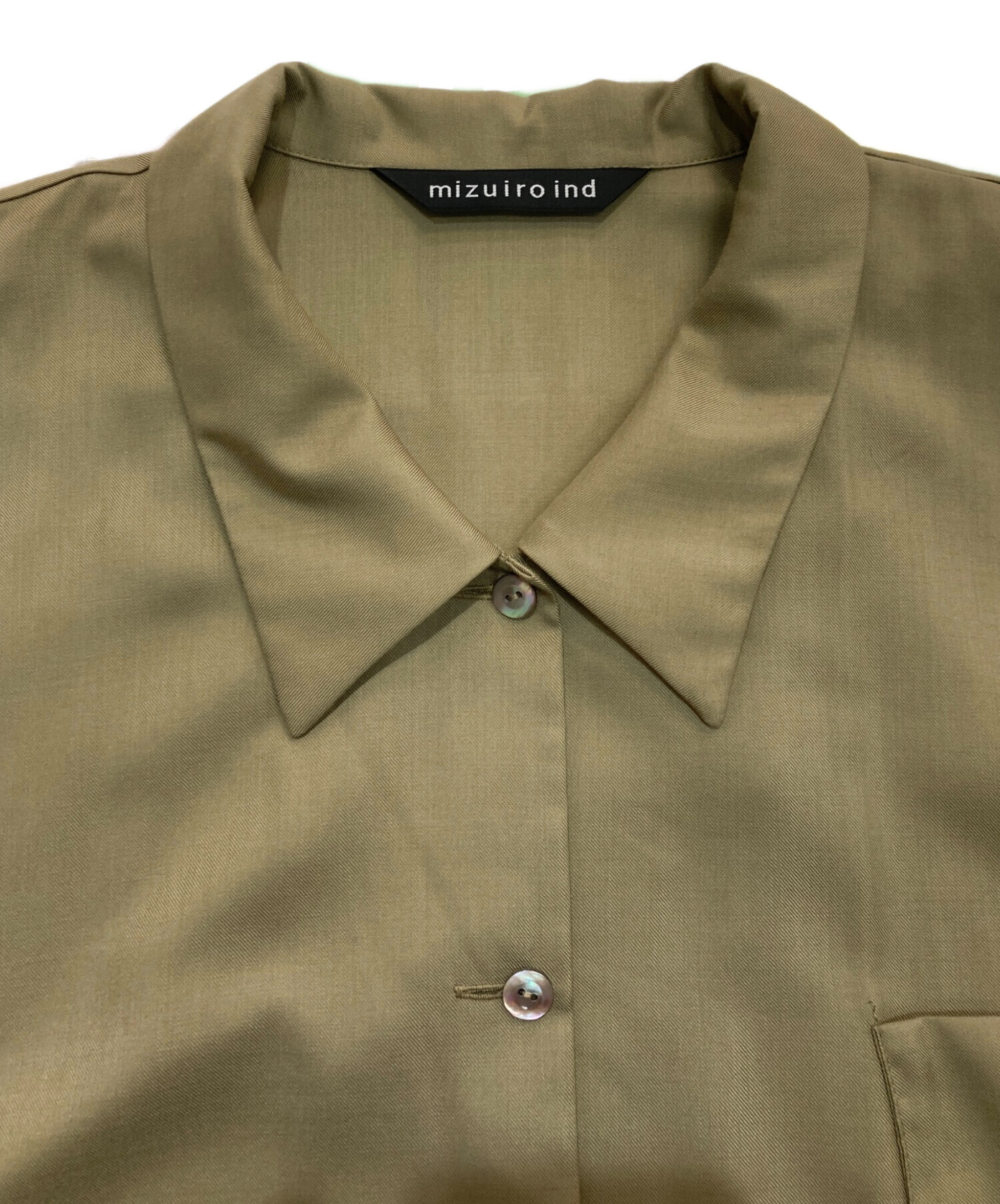 ミズイロインド スタンドカラーシャツ カーキ F 新品】 mizuiroind 