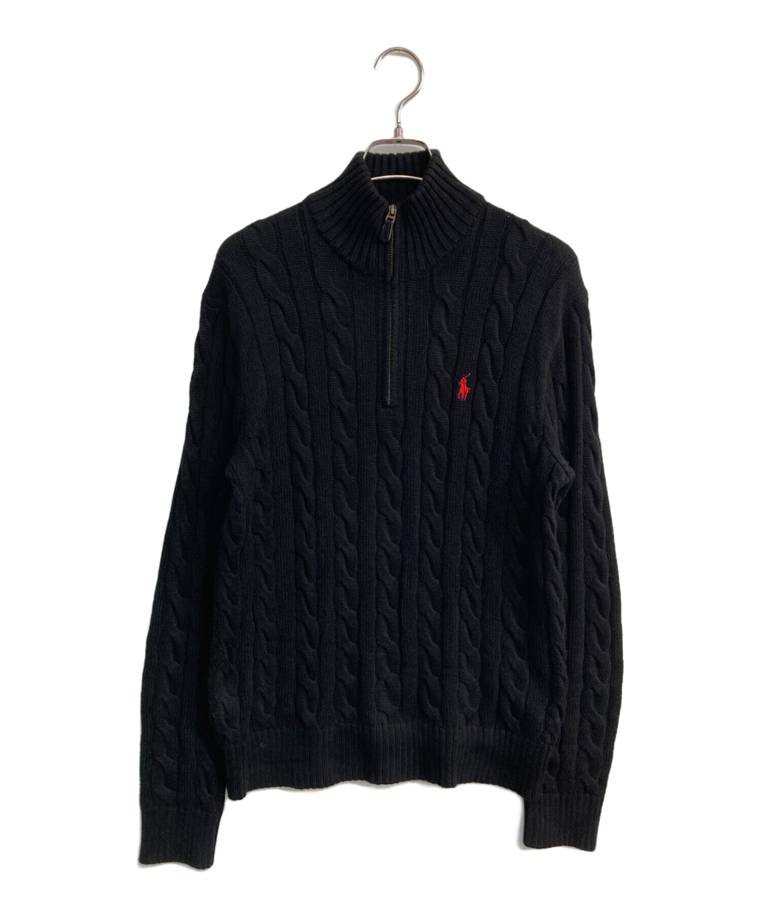 未使用タグ付き　ポロラルフローレン　ケーブルニット　ハイネック　ハーフジップ　黒 楽天市場】ポロ ラルフローレン メンズ セーター コットン
