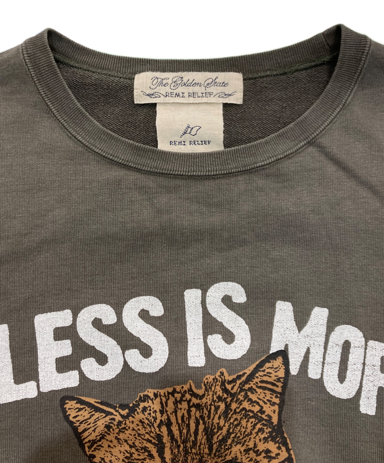レミレリーフ 猫 スウェット LESS IS MORE チャコール