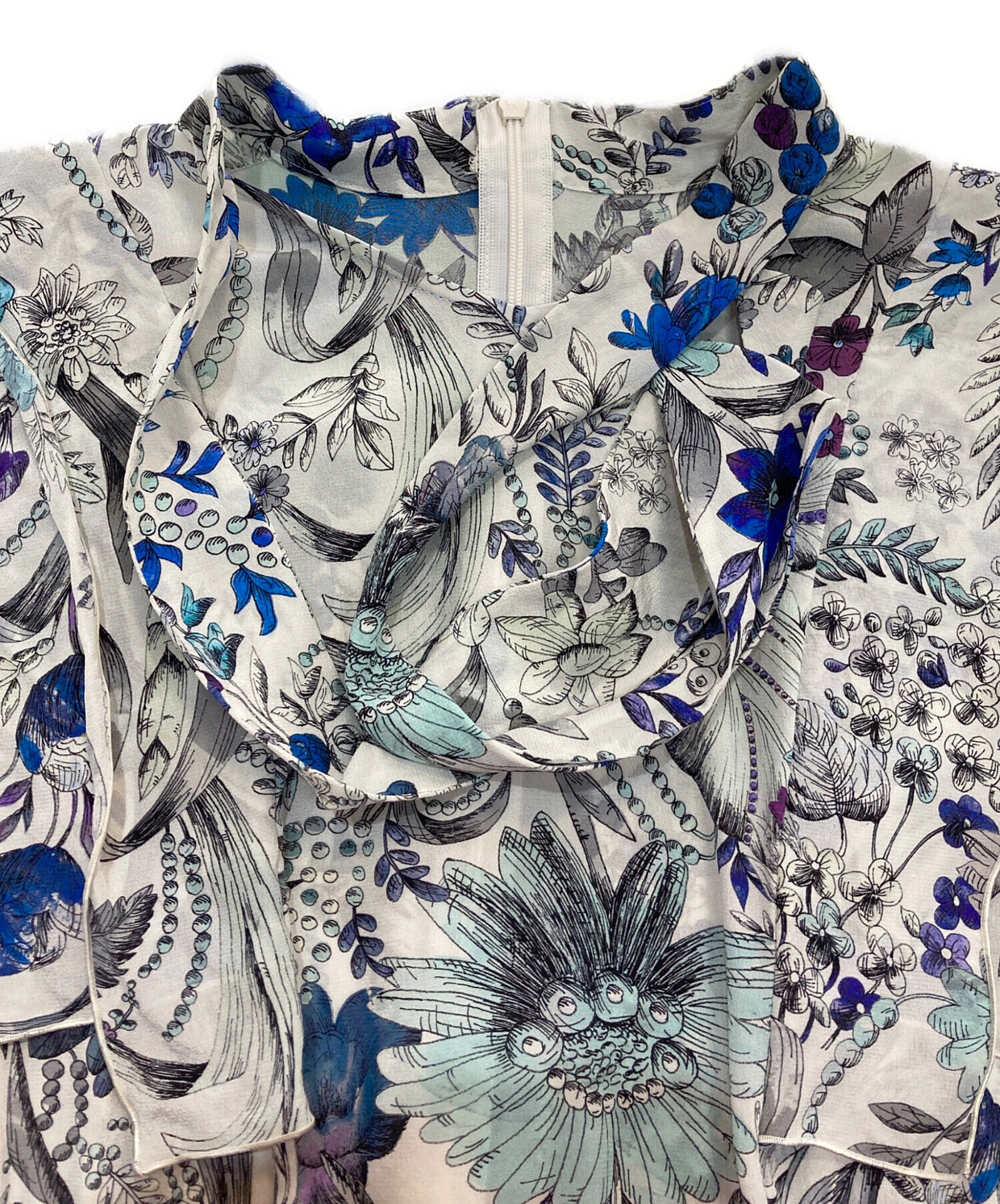 美品ANAYI◇2024SS完売◇ドローイングボタニカルボウ ワンピース