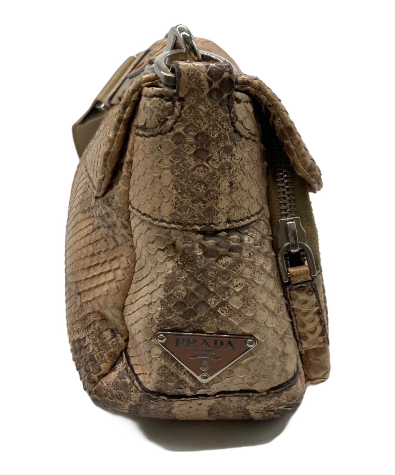 PRADA 正規品 パイソン ショルダー ヴィンテージ 中古・古着通販】PRADA (プラダ) パイソンショルダーバッグ ブラウン