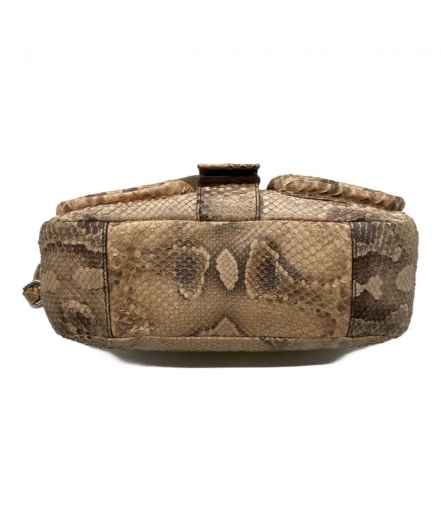 中古・古着通販】PRADA (プラダ) パイソンショルダーバッグ ブラウン