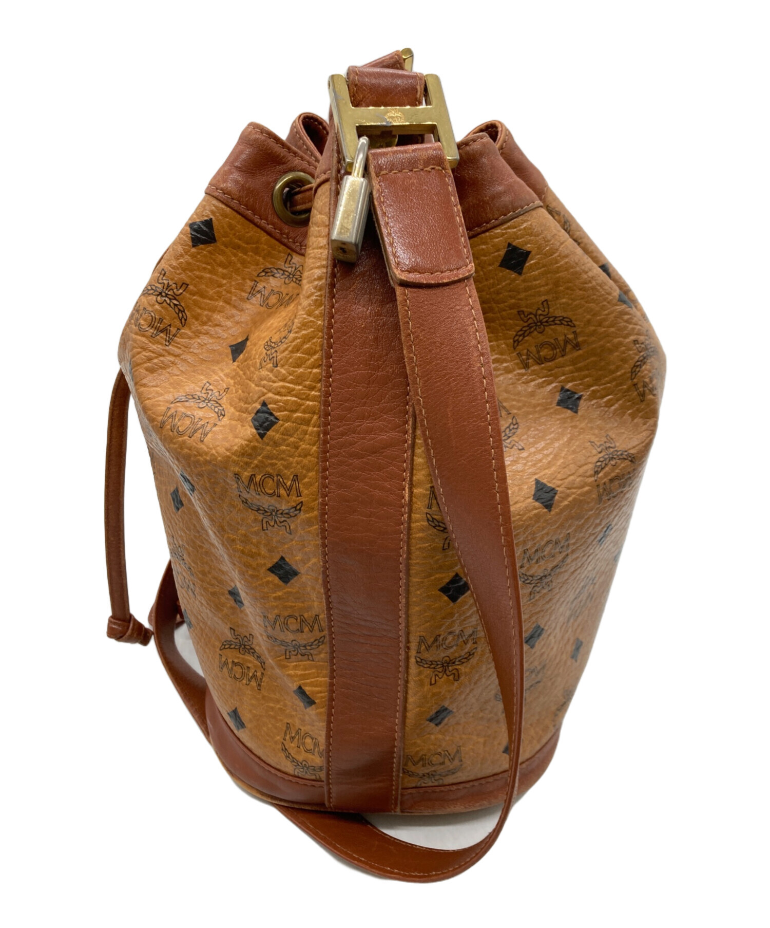 中古・古着通販】MCM (エムシーエム) レザー巾着バッグ ブラウン 